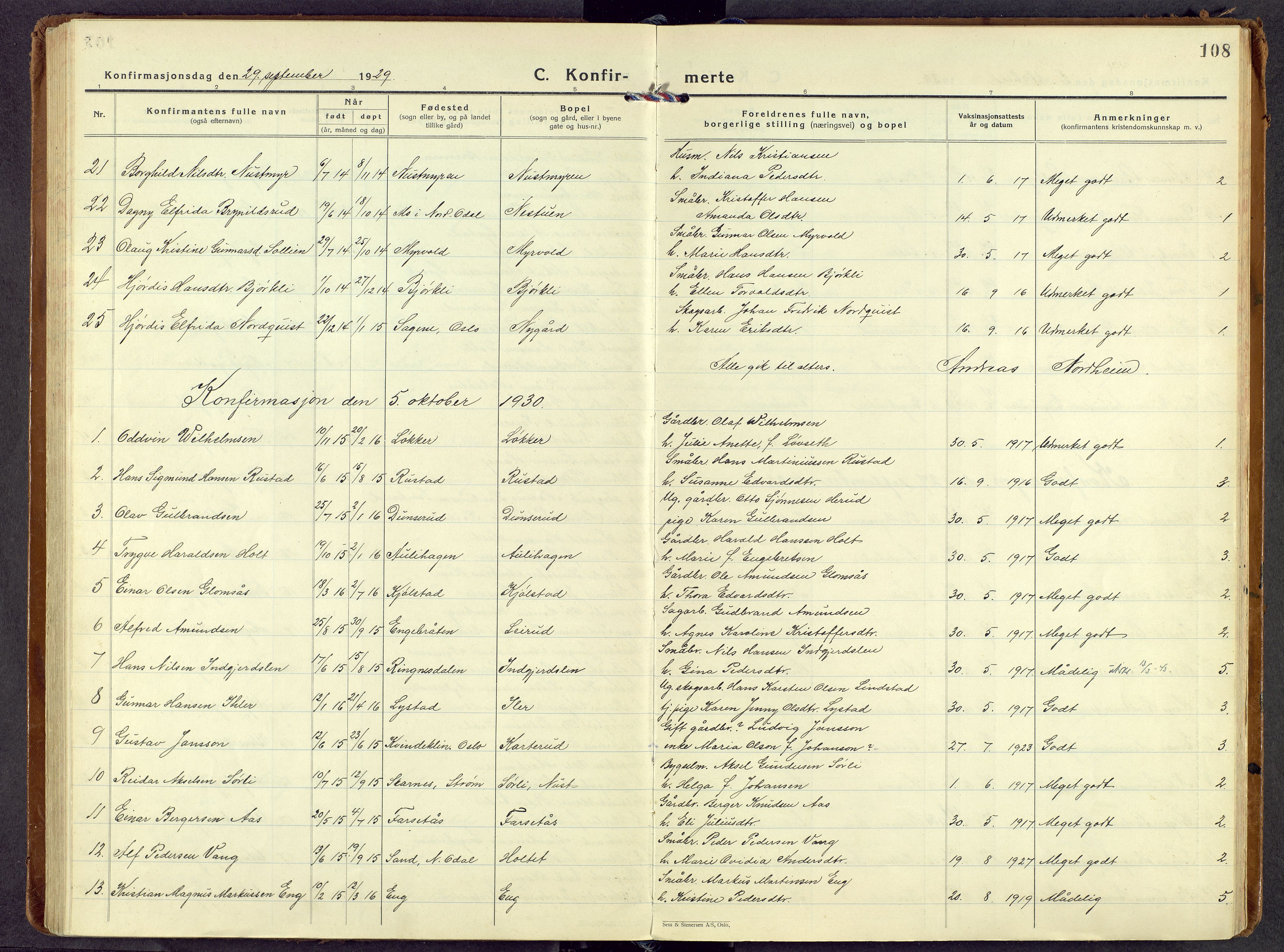Sør-Odal prestekontor, AV/SAH-PREST-030/H/Ha/Haa/L0017: Ministerialbok nr. 17, 1927-1980, s. 108