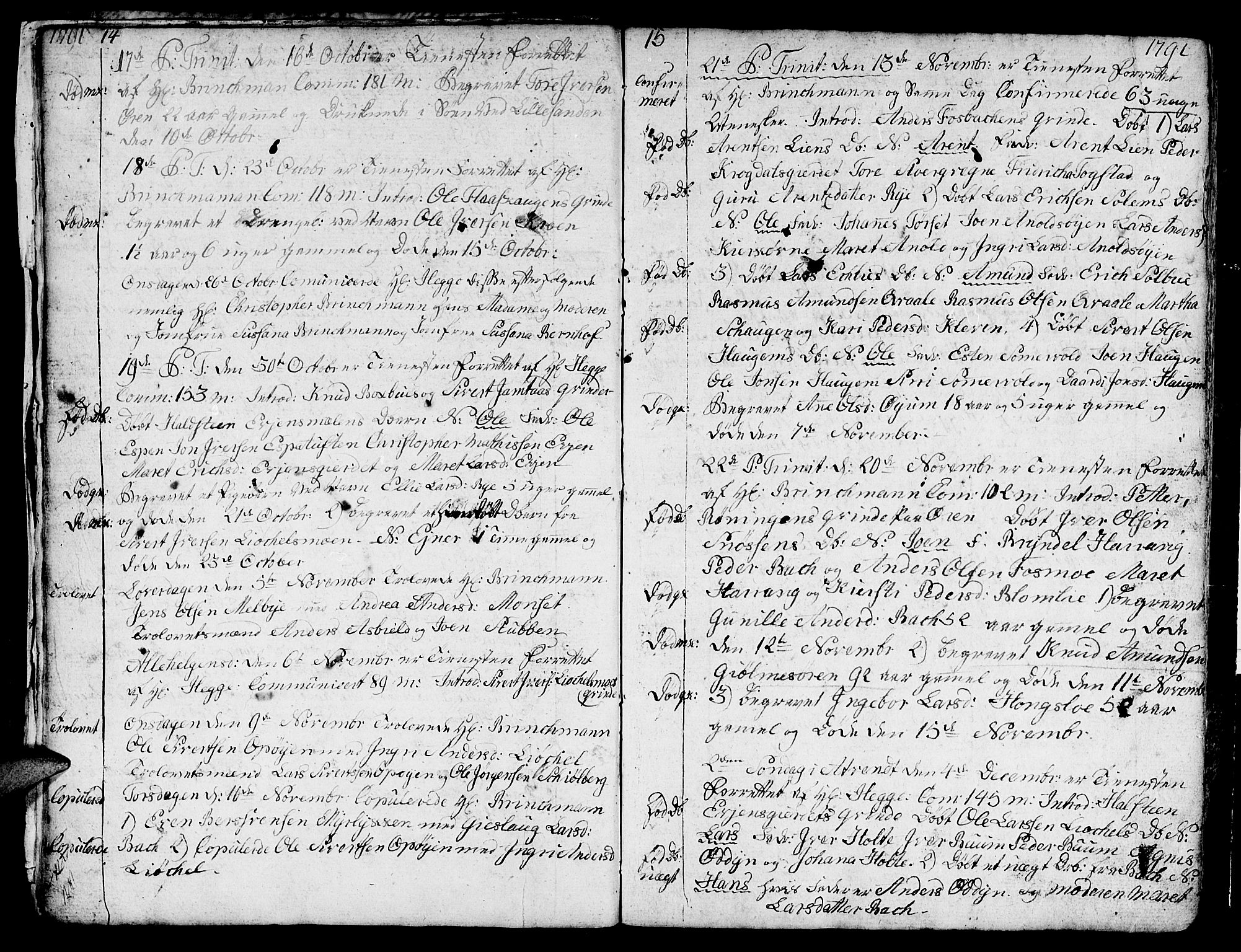 Ministerialprotokoller, klokkerbøker og fødselsregistre - Sør-Trøndelag, SAT/A-1456/668/L0815: Klokkerbok nr. 668C04, 1791-1815, s. 14-15