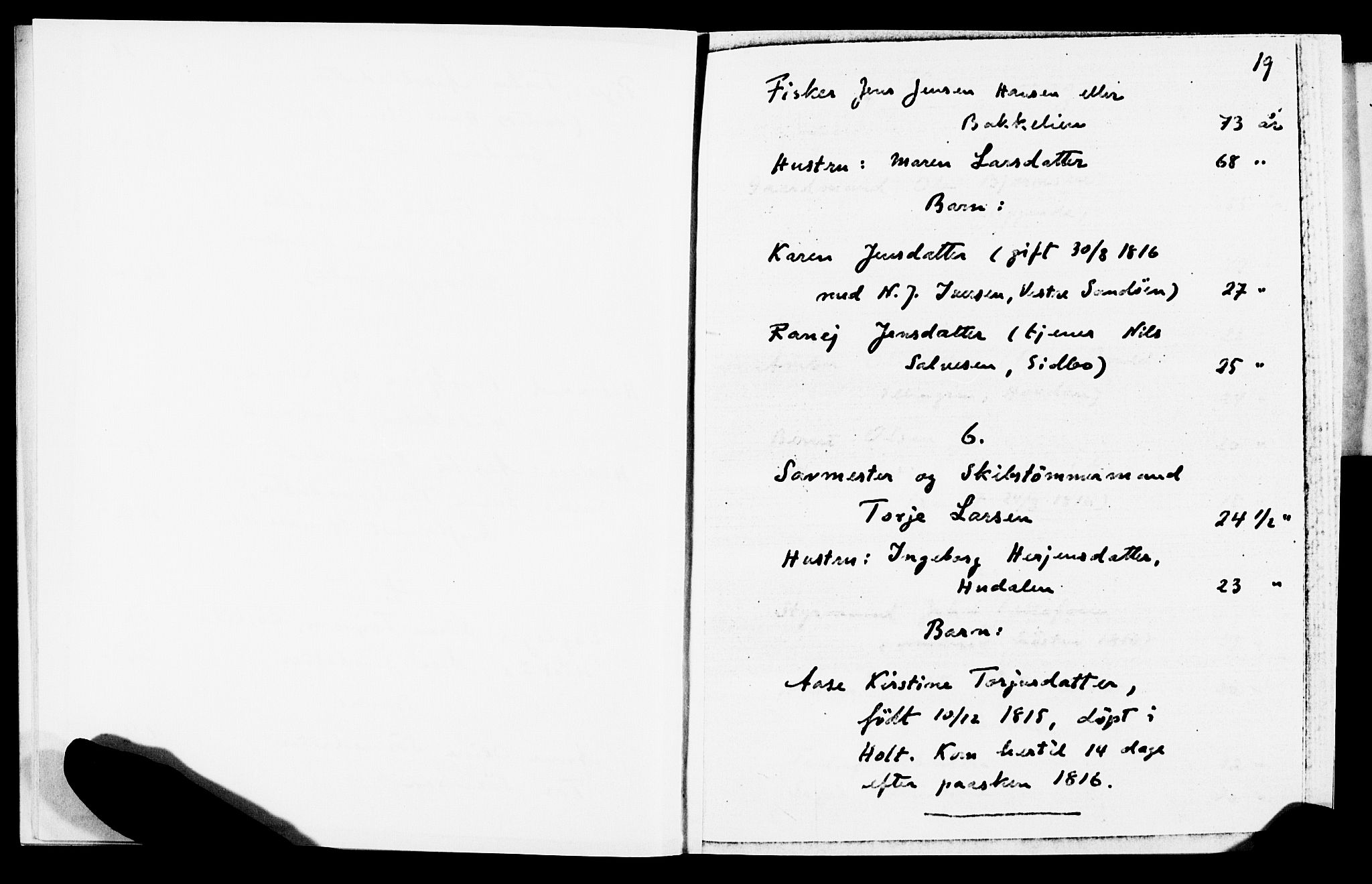 AAKS, Folketelling 1815 for 0915S1 Dypvåg prestegjeld, Dypvåg sokn (avskrift), 1815, s. 19