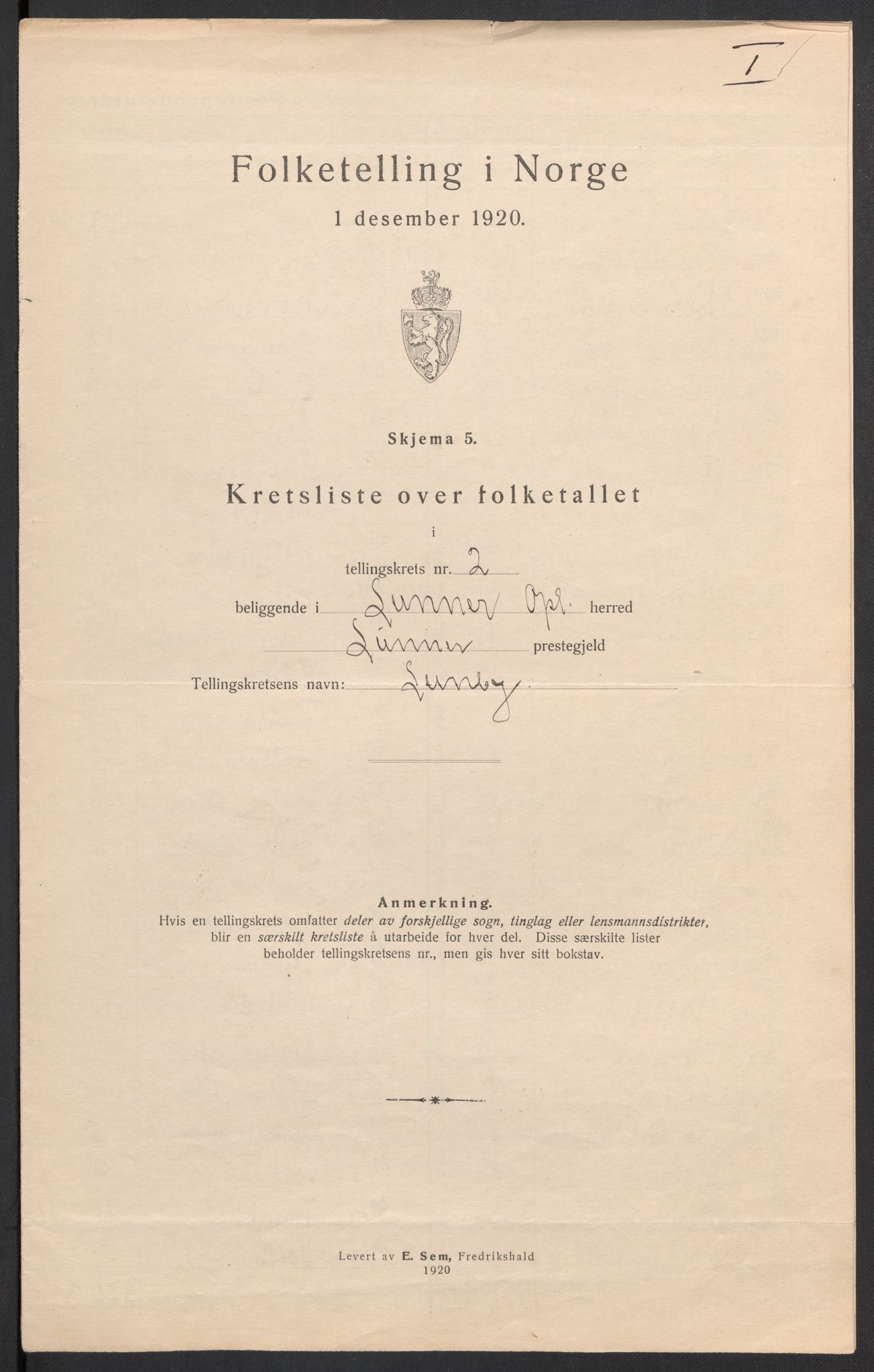 SAH, Folketelling 1920 for 0533 Lunner herred, 1920, s. 10