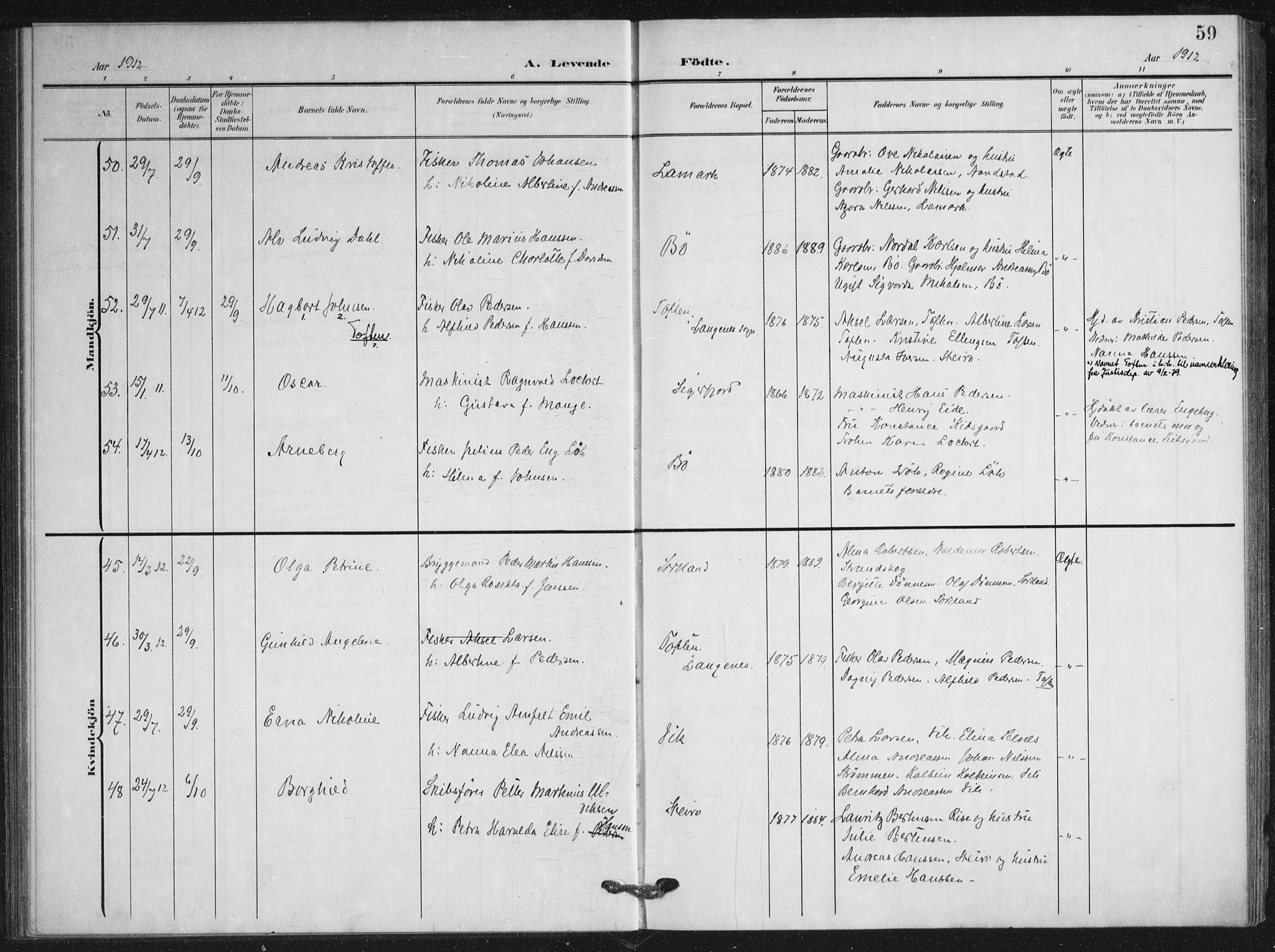 Ministerialprotokoller, klokkerbøker og fødselsregistre - Nordland, AV/SAT-A-1459/895/L1373: Ministerialbok nr. 895A08, 1905-1915, s. 59