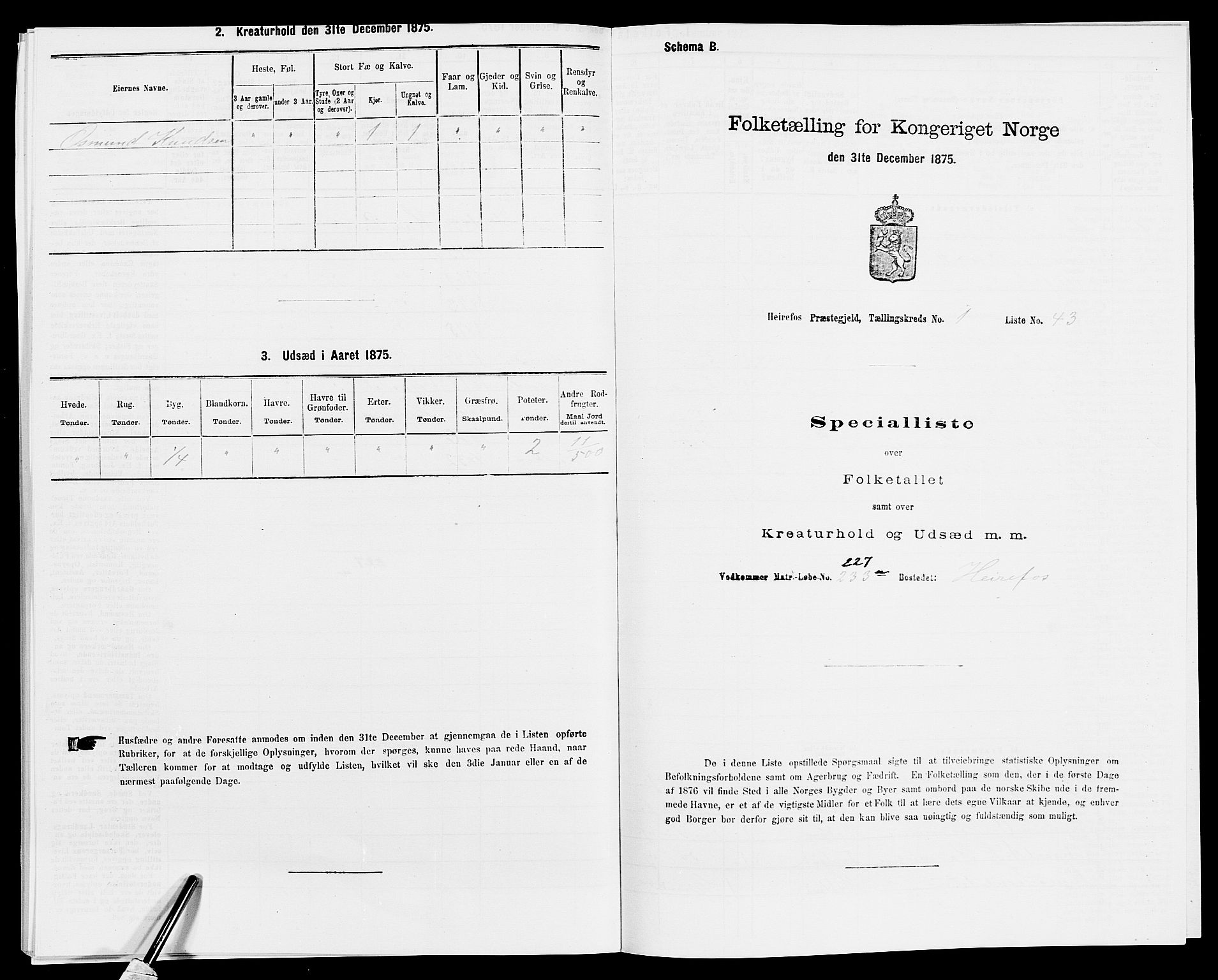 SAK, Folketelling 1875 for 0933P Herefoss prestegjeld, 1875, s. 104