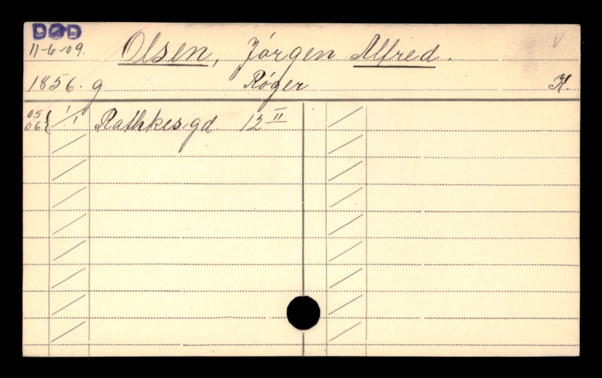 Oslo folkeregister, Registerkort, AV/SAO-A-11715/D/Da/L0070: Menn: Olsen Alfred - Olsson Gøsta, 1906-1919