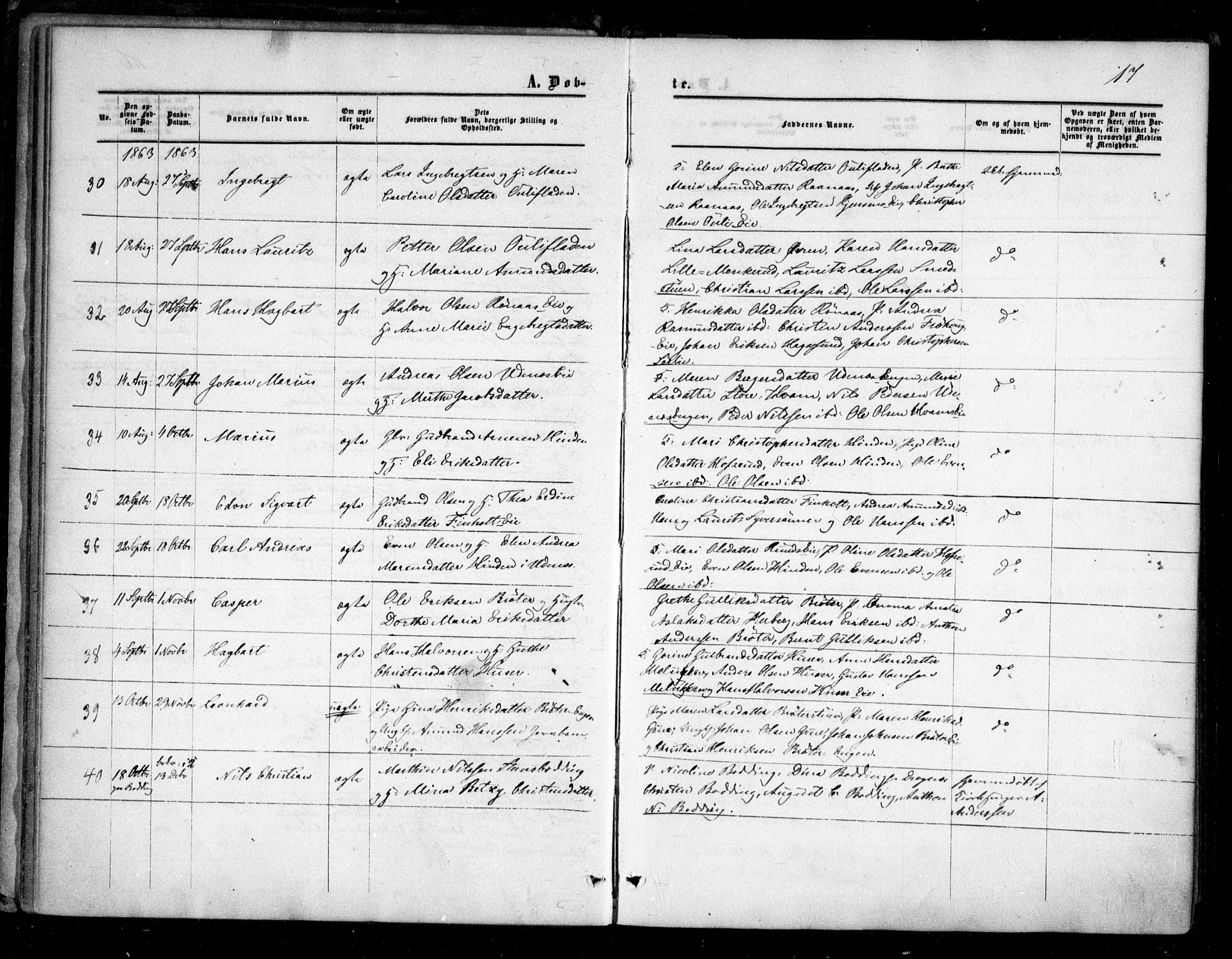 Nes prestekontor Kirkebøker, AV/SAO-A-10410/F/Fc/L0001: Ministerialbok nr. III 1, 1859-1882, s. 17