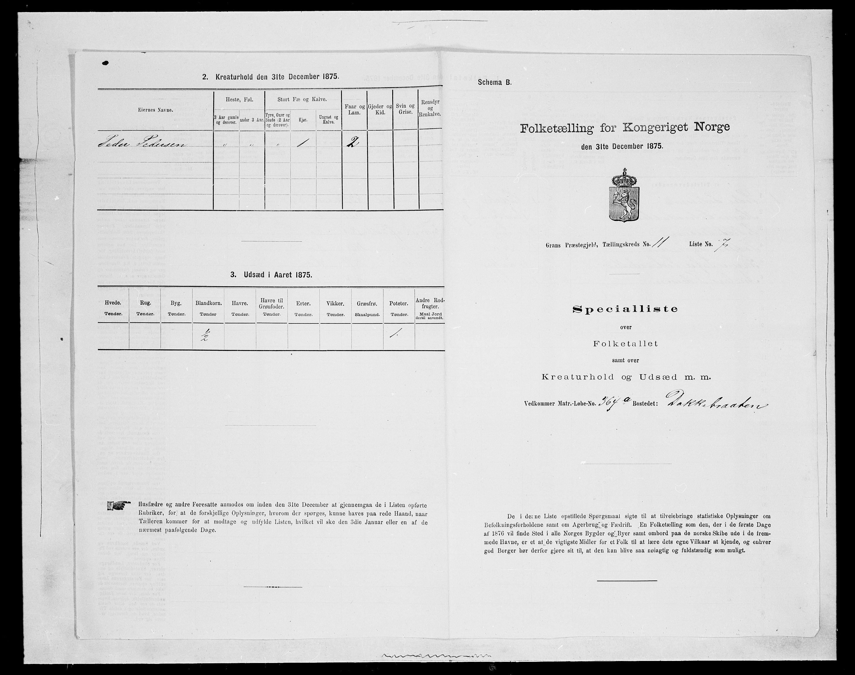 SAH, Folketelling 1875 for 0534P Gran prestegjeld, 1875, s. 2035