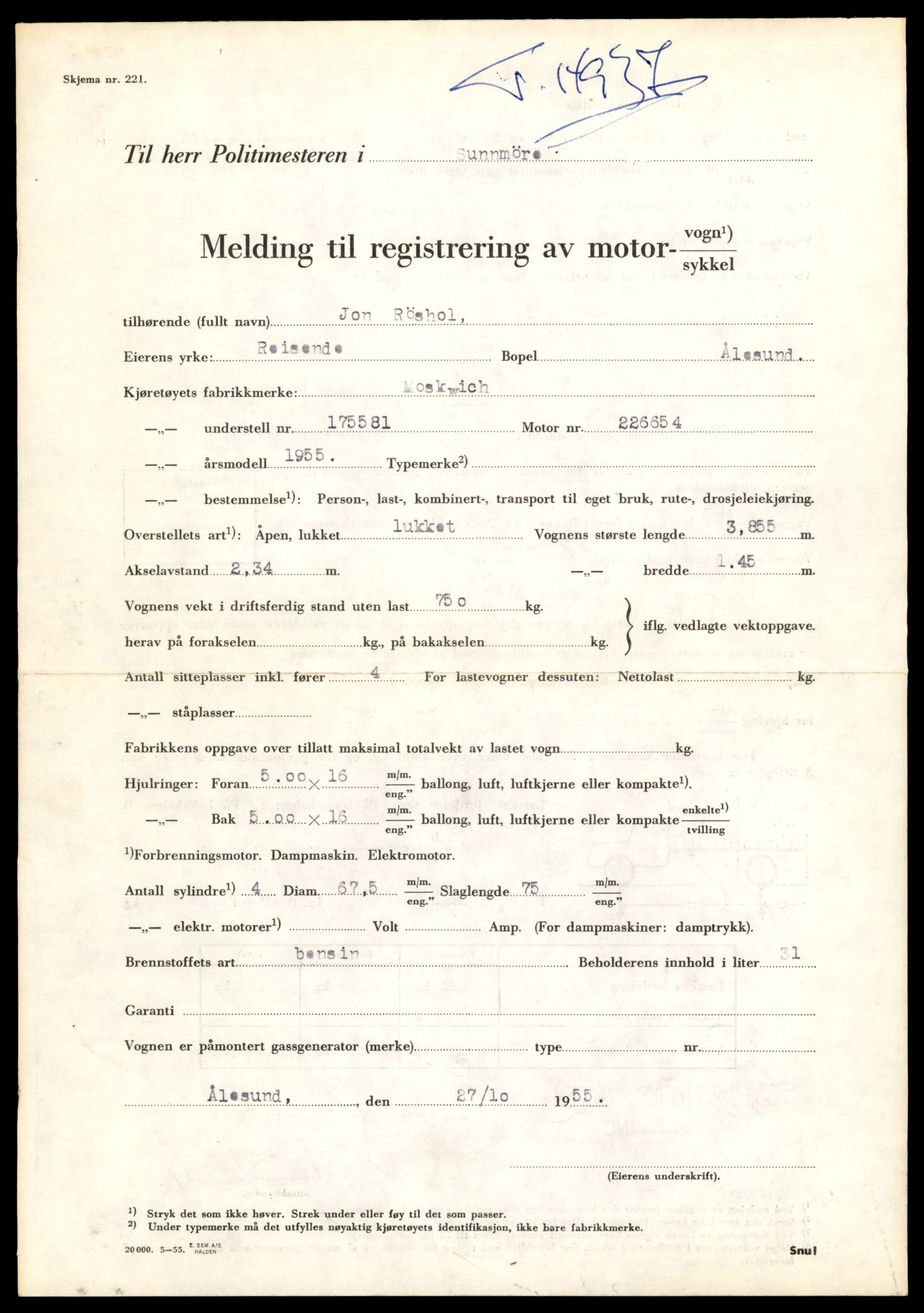 Møre og Romsdal vegkontor - Ålesund trafikkstasjon, AV/SAT-A-4099/F/Fe/L0049: Registreringskort for kjøretøy T 14864 - T 18613, 1927-1998, s. 1693