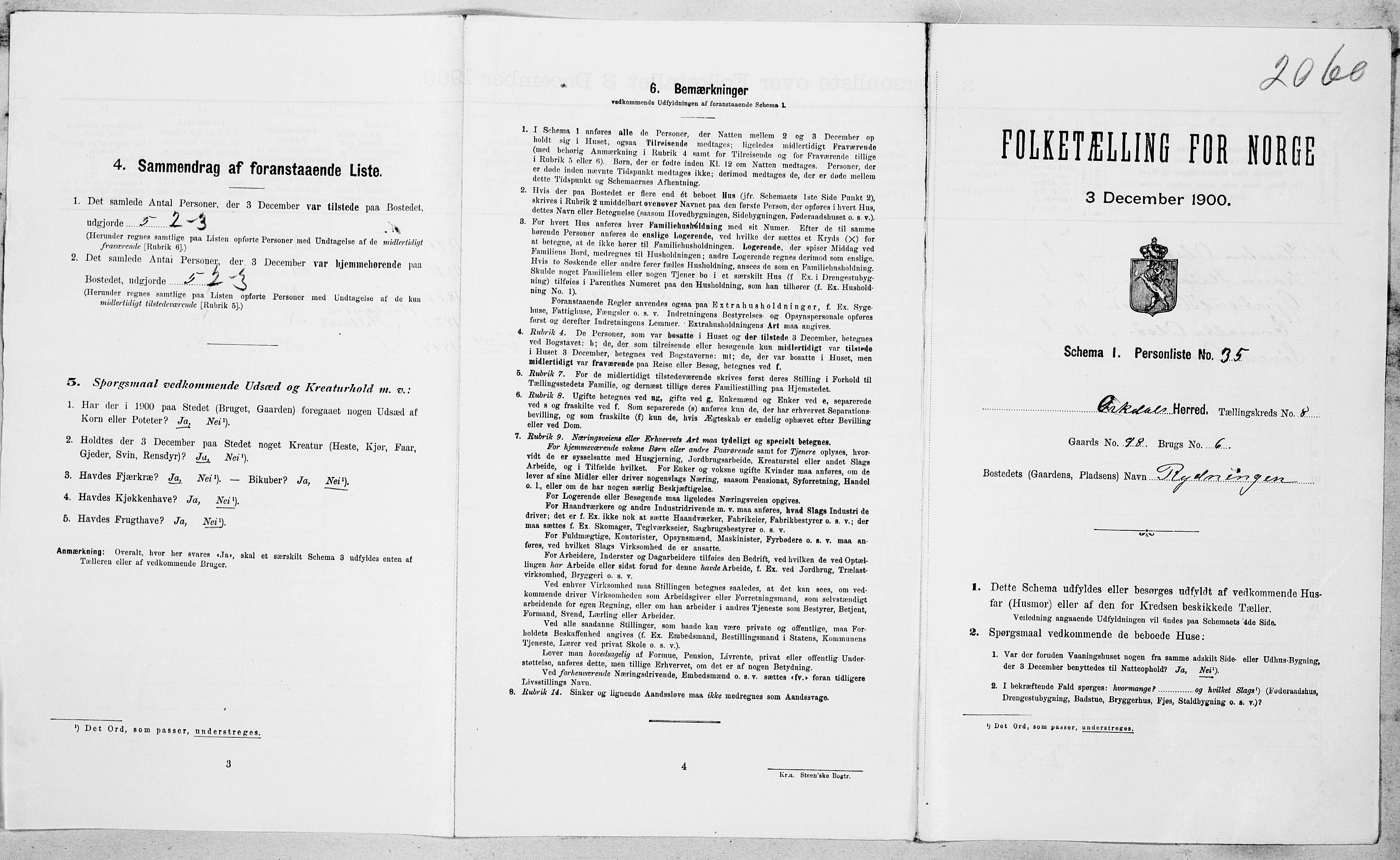 SAT, Folketelling 1900 for 1638 Orkdal herred, 1900, s. 1307