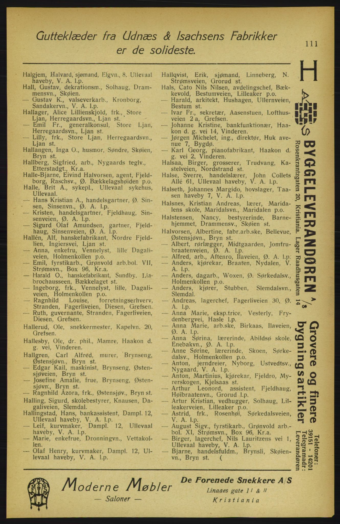Aker adressebok/adressekalender, PUBL/001/A/002: Akers adressekalender, 1922, s. 111