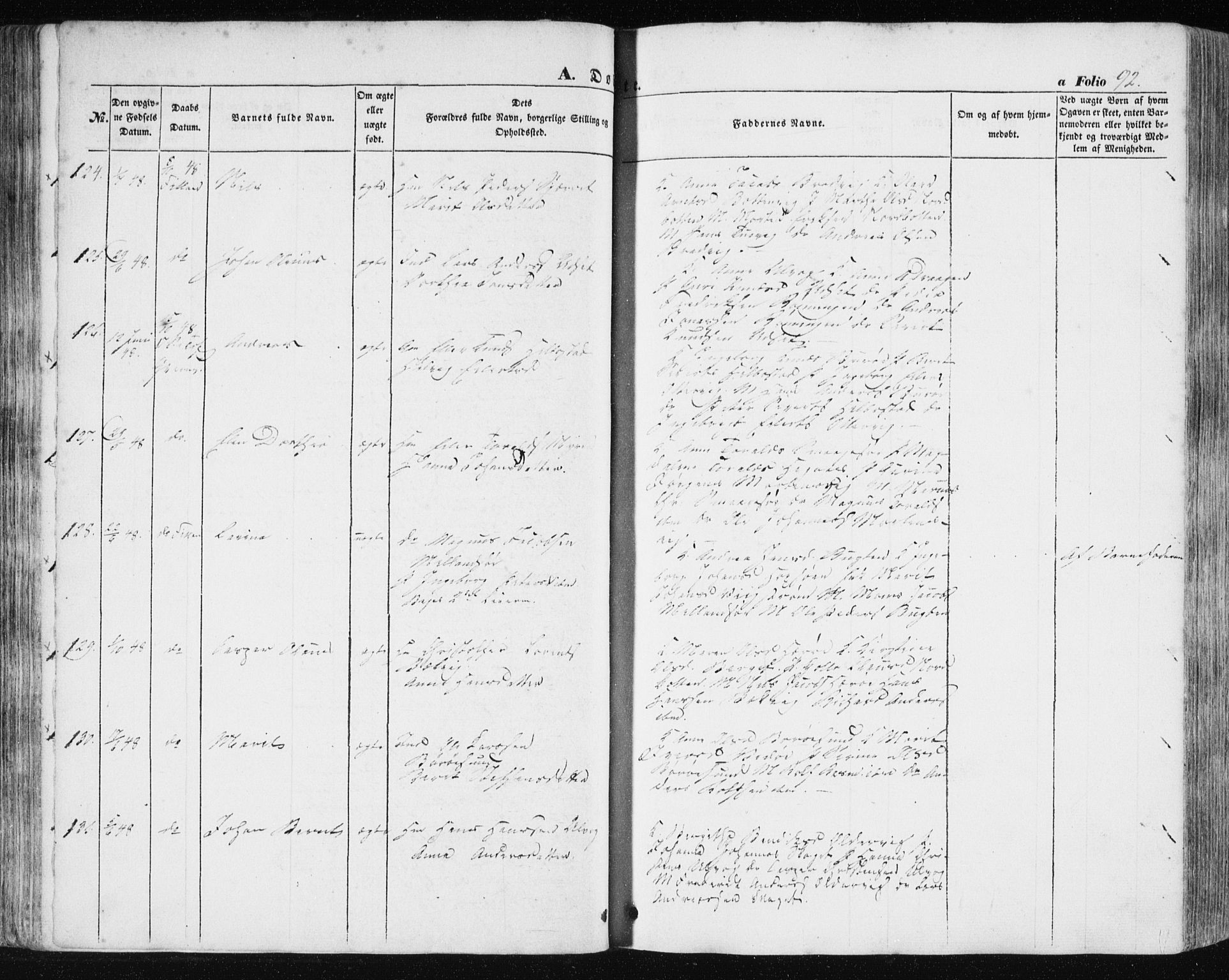 Ministerialprotokoller, klokkerbøker og fødselsregistre - Sør-Trøndelag, AV/SAT-A-1456/634/L0529: Ministerialbok nr. 634A05, 1843-1851, s. 92