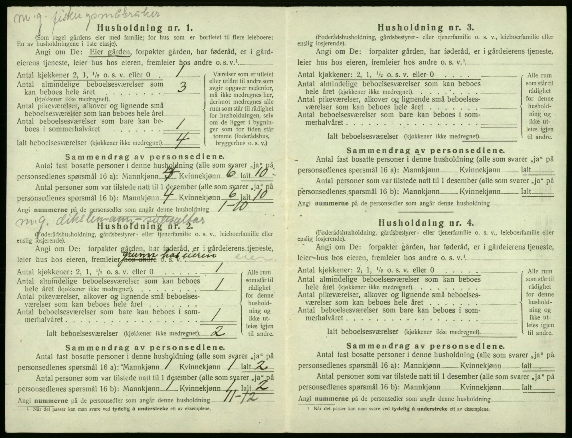 SAB, Folketelling 1920 for 1246 Fjell herred, 1920, s. 497