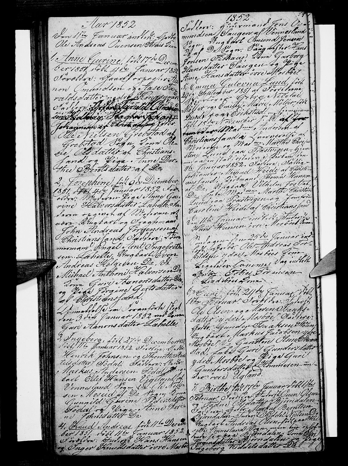 Oddernes sokneprestkontor, SAK/1111-0033/F/Fb/Fba/L0005: Klokkerbok nr. B 5, 1846-1859, s. 54