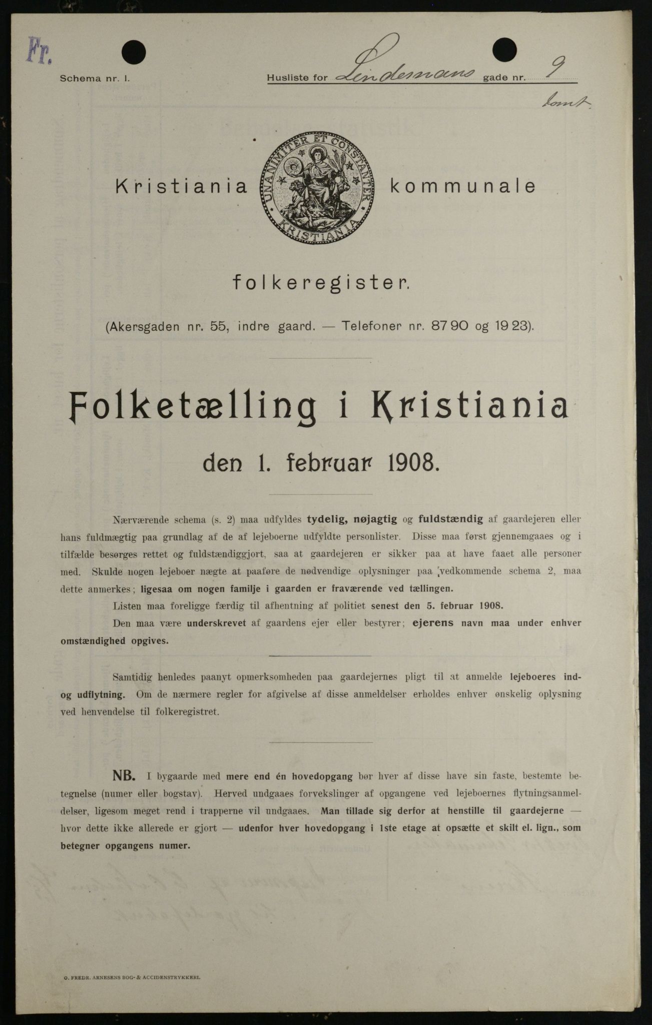 OBA, Kommunal folketelling 1.2.1908 for Kristiania kjøpstad, 1908, s. 51797