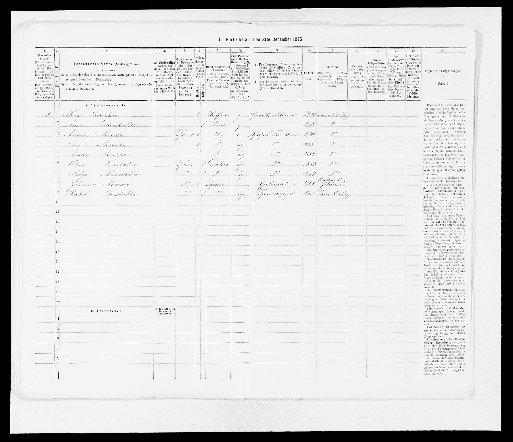 SAB, Folketelling 1875 for 1432P Førde prestegjeld, 1875, s. 605