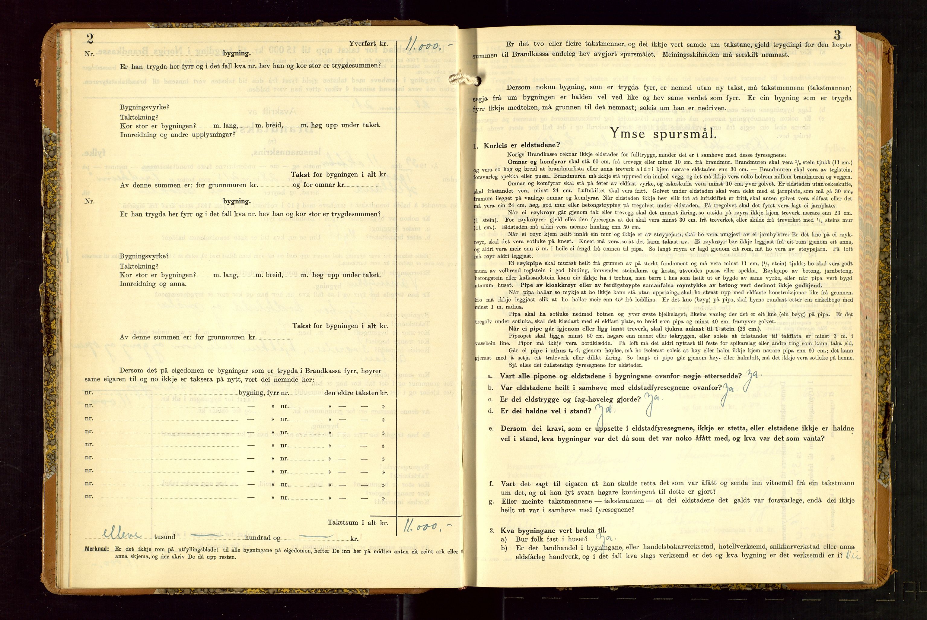 Hetland lensmannskontor, SAST/A-100101/Gob/L0007: "Brandtakstbok", 1939-1949, s. 2-3