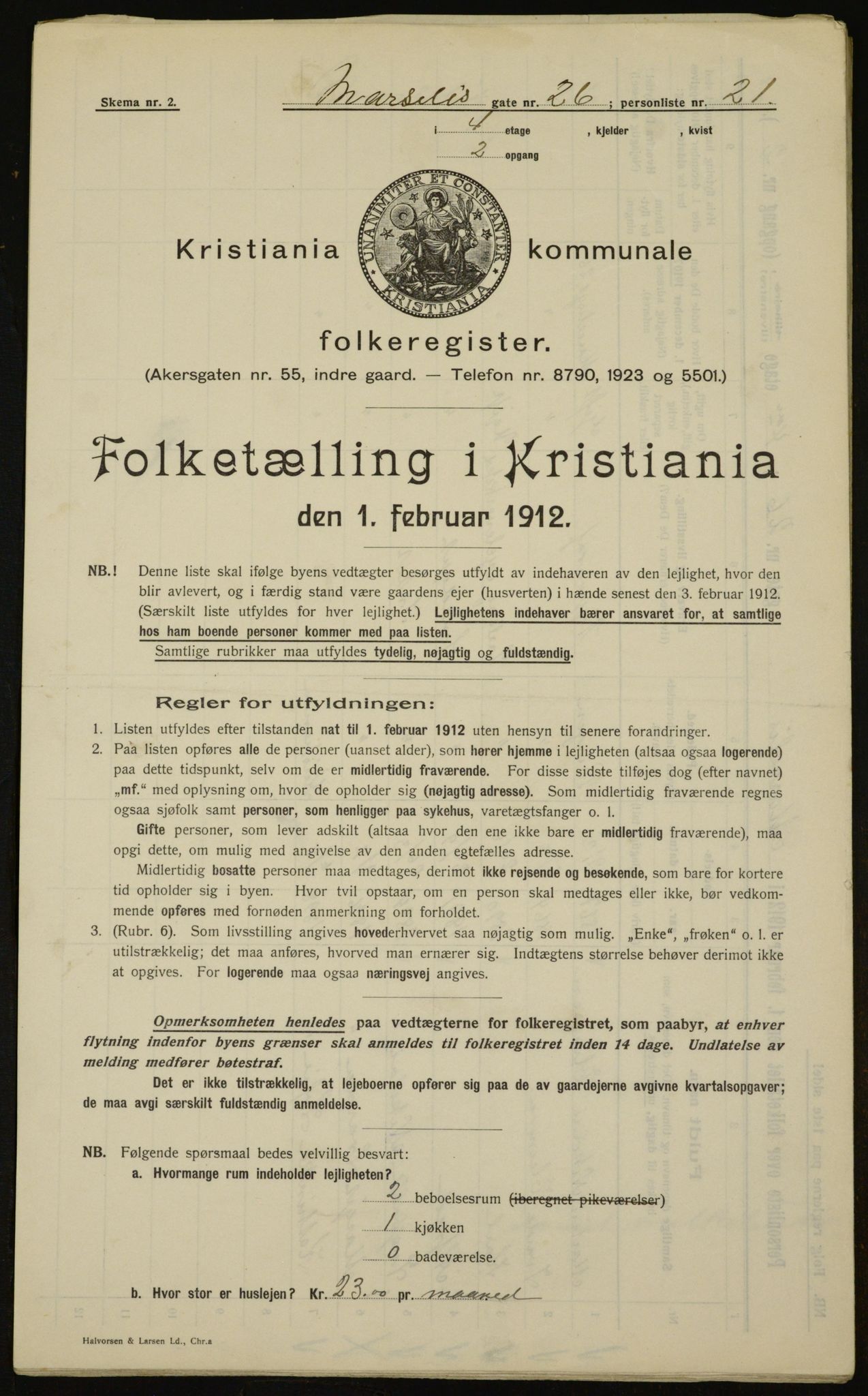 OBA, Kommunal folketelling 1.2.1912 for Kristiania, 1912, s. 64861