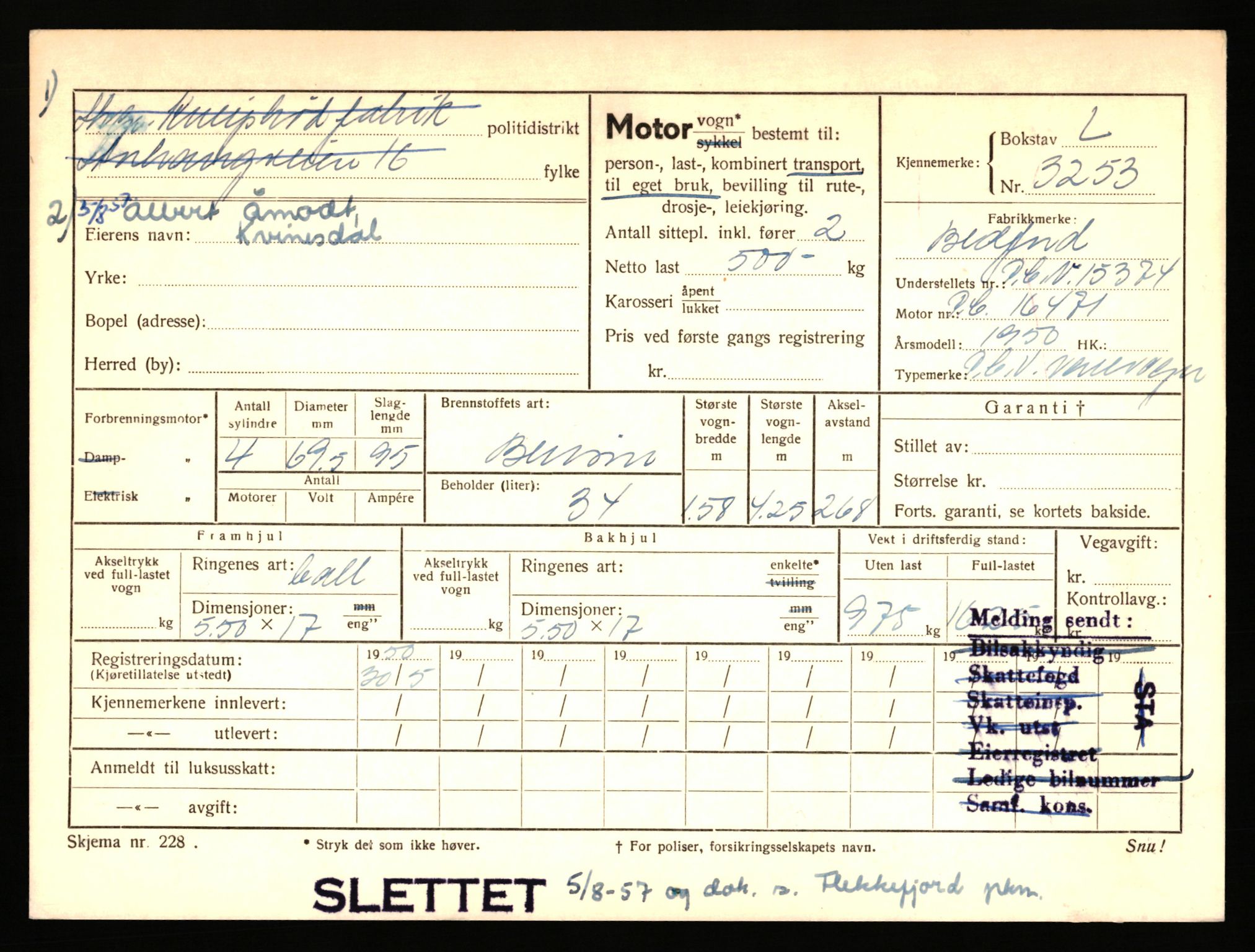 Stavanger trafikkstasjon, AV/SAST-A-101942/0/F/L0009: L-3000 - L-3349, 1930-1971, s. 1477