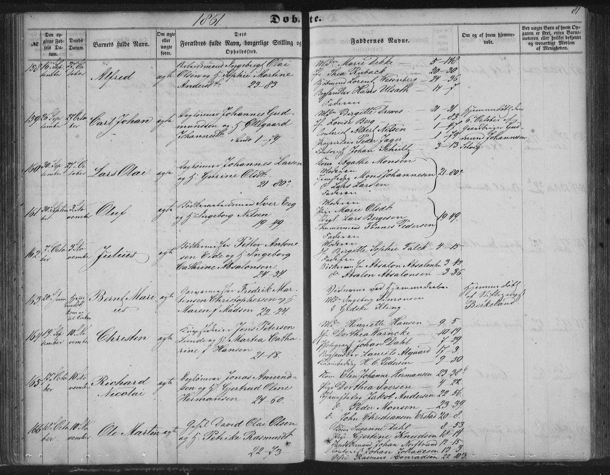 Korskirken sokneprestembete, AV/SAB-A-76101/H/Haa/L0018: Ministerialbok nr. B 4, 1857-1866, s. 81