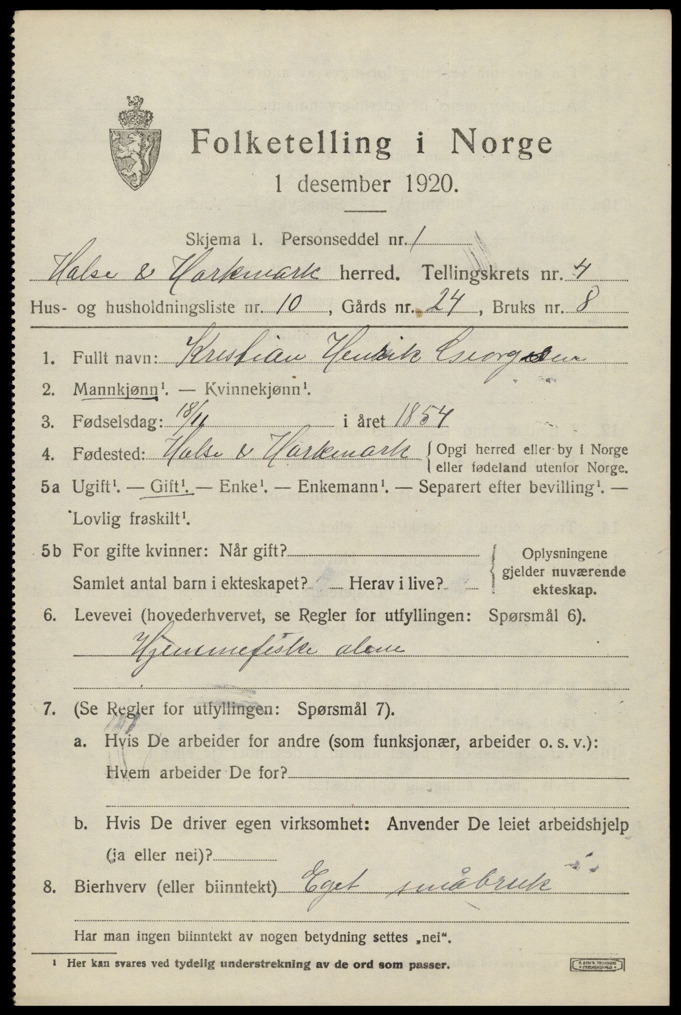 SAK, Folketelling 1920 for 1019 Halse og Harkmark herred, 1920, s. 2938