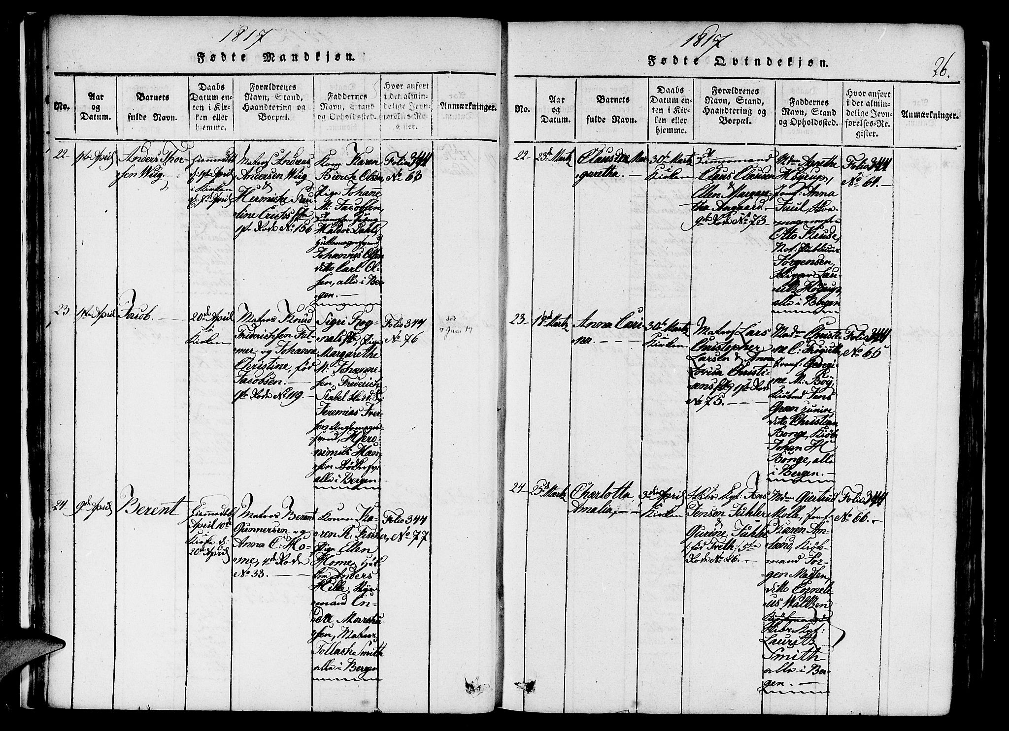 Nykirken Sokneprestembete, AV/SAB-A-77101/H/Haa/L0011: Ministerialbok nr. A 11, 1816-1821, s. 26