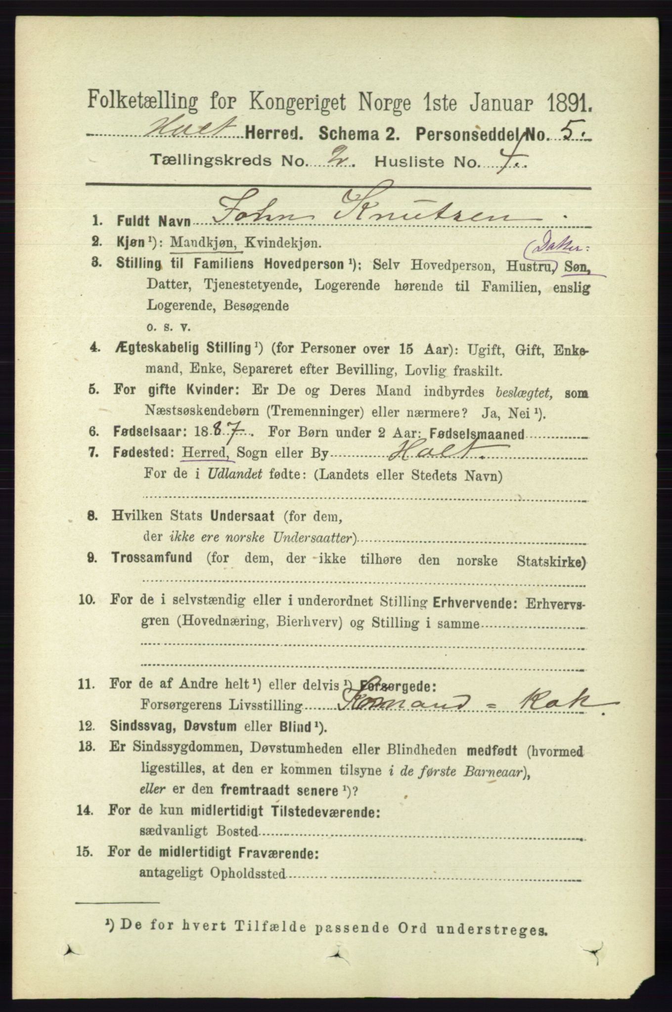 RA, Folketelling 1891 for 0914 Holt herred, 1891, s. 680