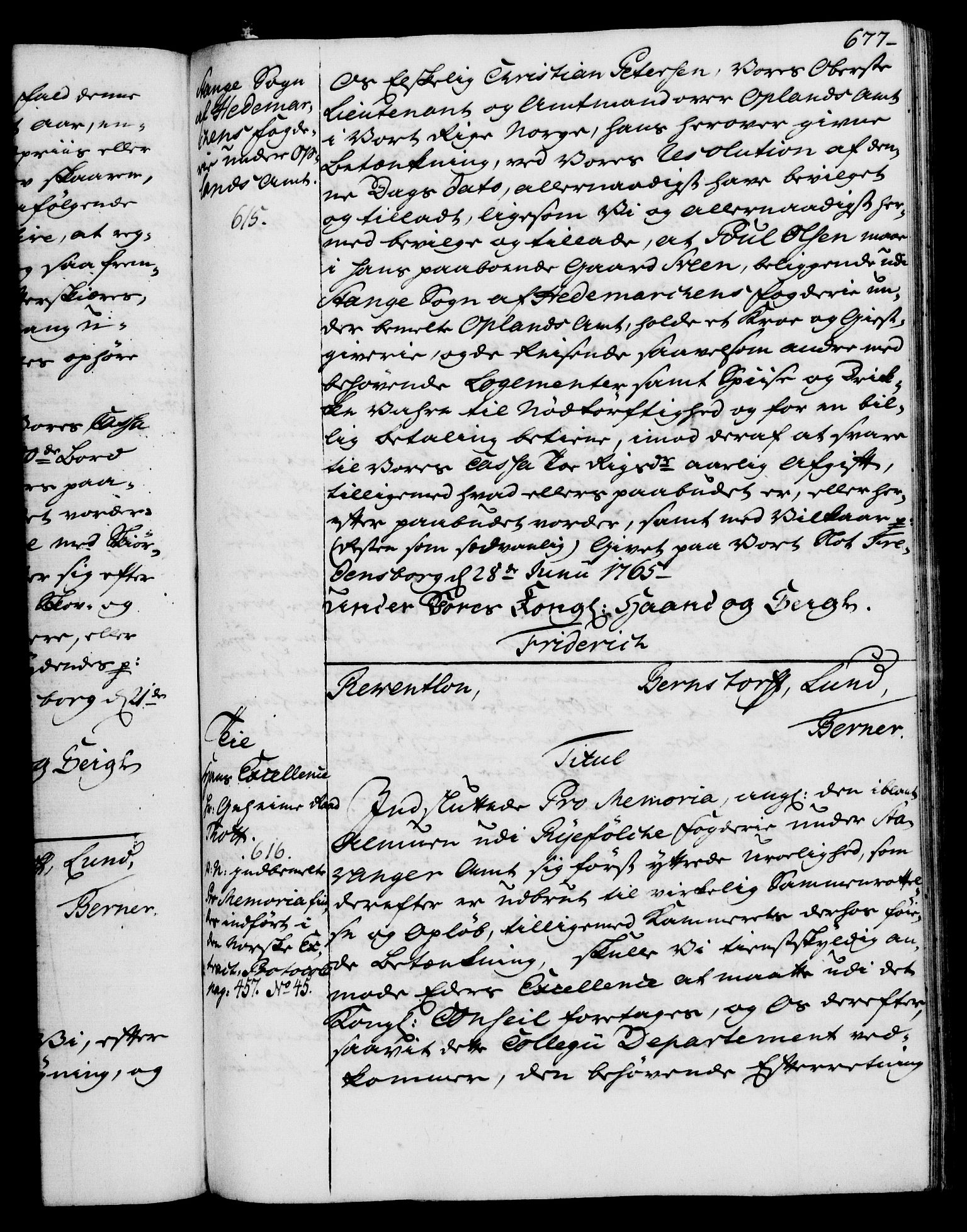 Rentekammeret, Kammerkanselliet, RA/EA-3111/G/Gg/Gga/L0007: Norsk ekspedisjonsprotokoll med register (merket RK 53.7), 1759-1768, s. 677
