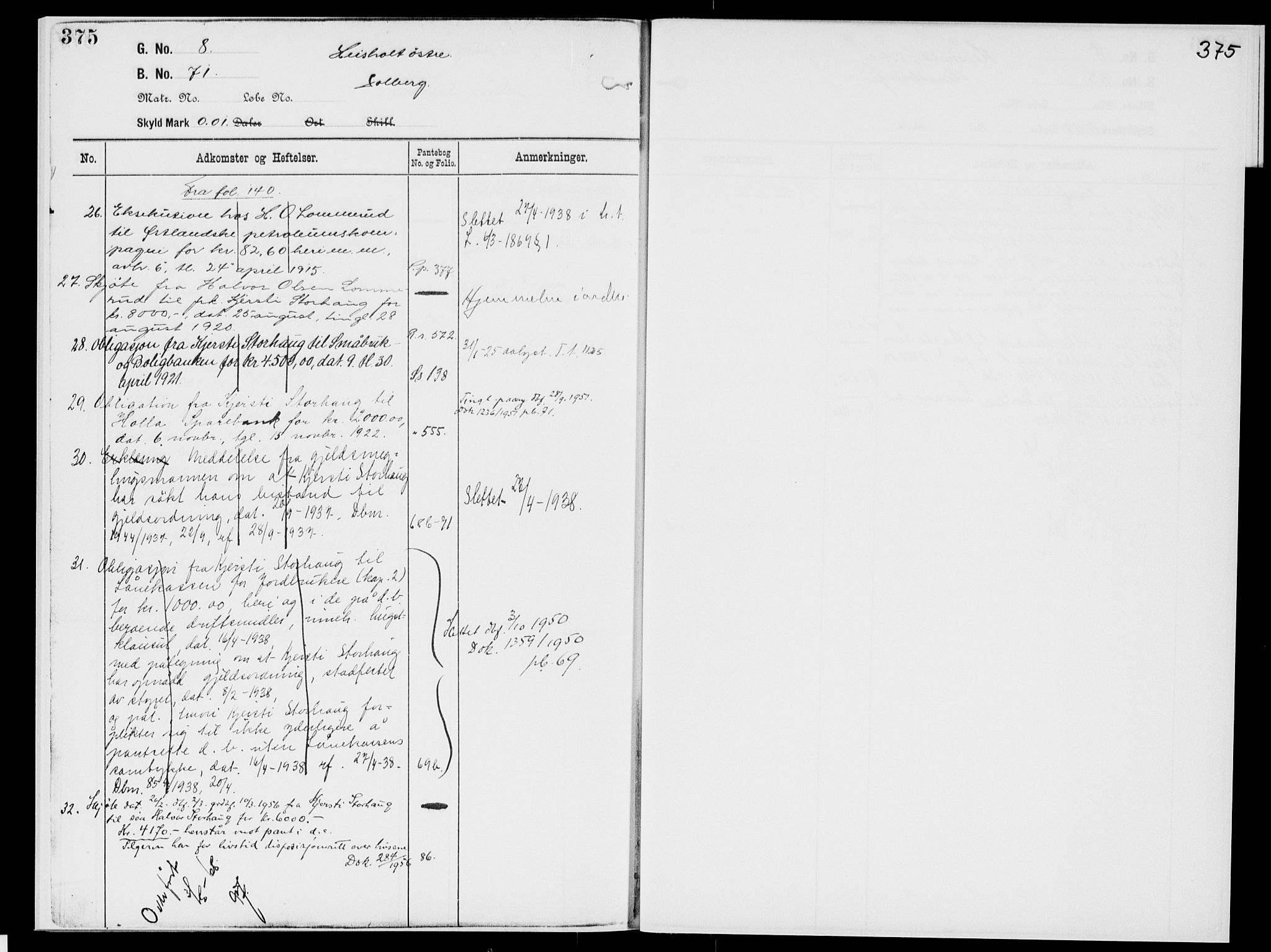 Nedre Telemark sorenskriveri, AV/SAKO-A-135/G/Gb/Gbg/L0001: Panteregister nr. VII 1, s. 375