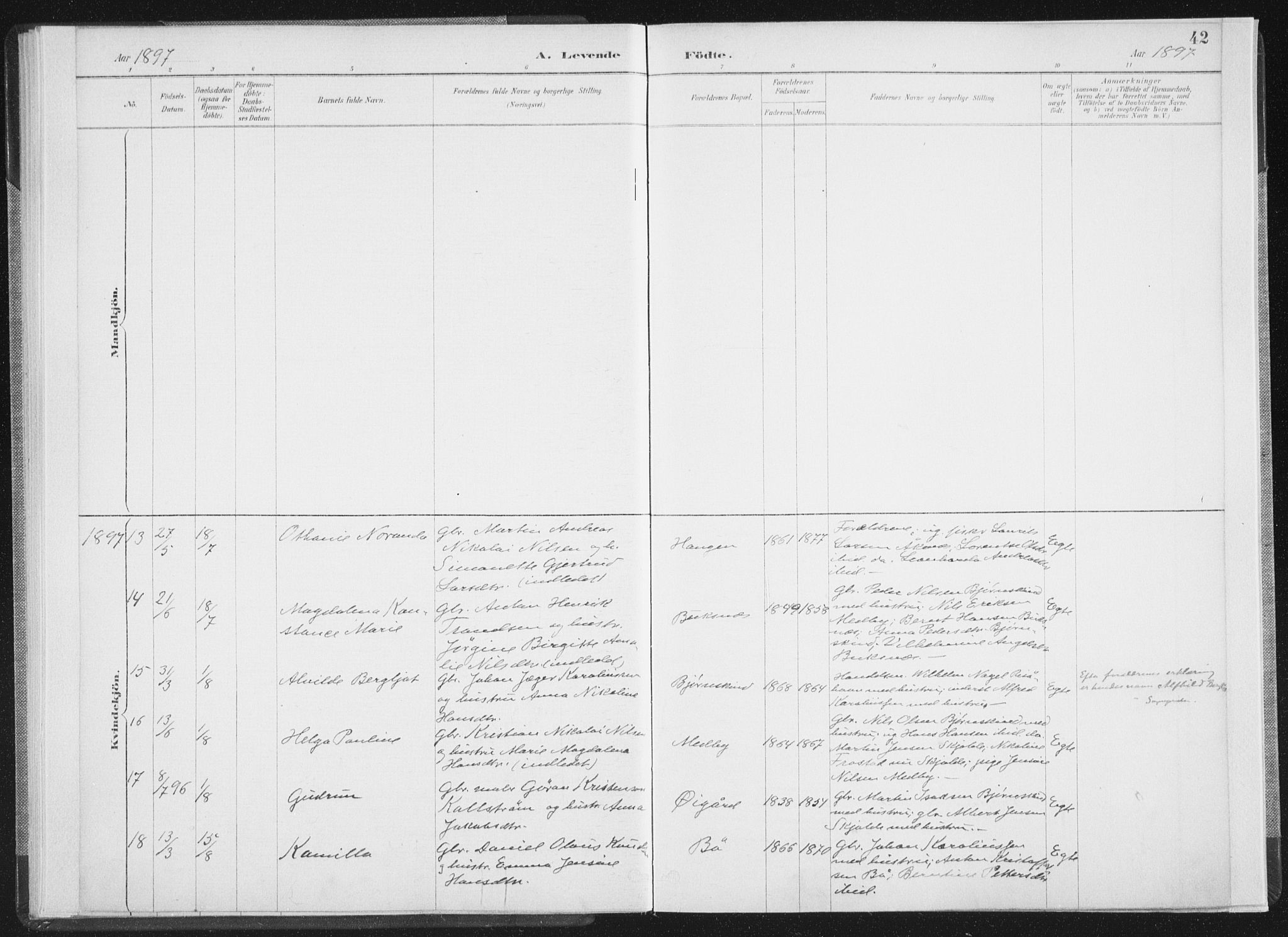 Ministerialprotokoller, klokkerbøker og fødselsregistre - Nordland, SAT/A-1459/898/L1422: Ministerialbok nr. 898A02, 1887-1908, s. 42