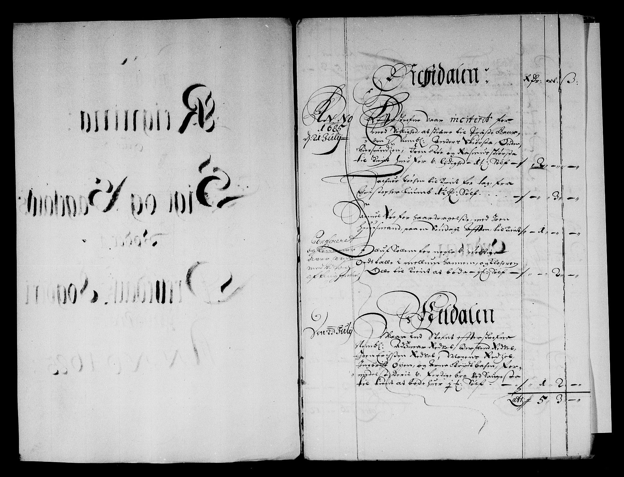 Rentekammeret inntil 1814, Reviderte regnskaper, Stiftamtstueregnskaper, Trondheim stiftamt og Nordland amt, AV/RA-EA-6044/R/Rg/L0080: Trondheim stiftamt og Nordland amt, 1685