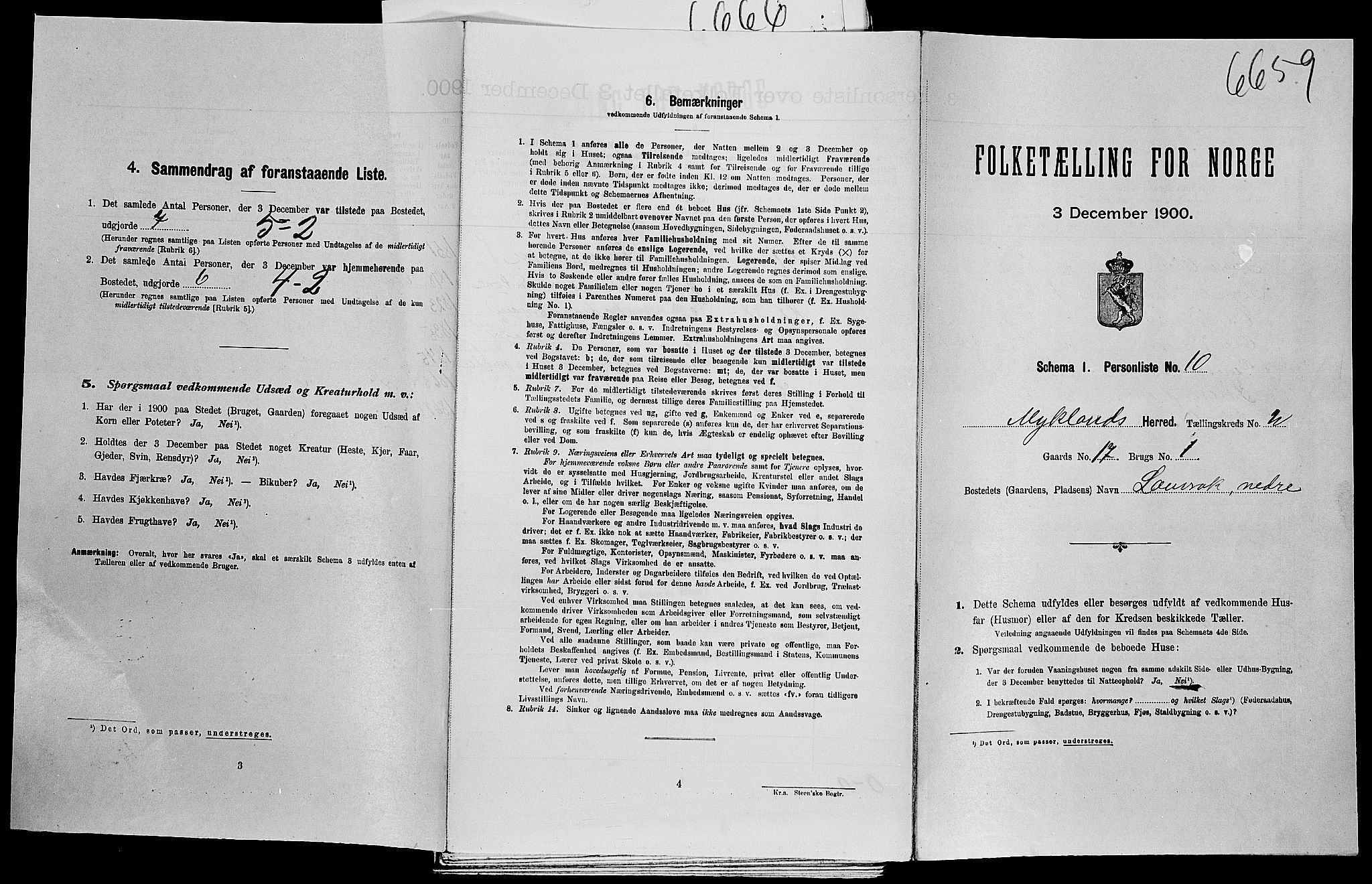 SAK, Folketelling 1900 for 0932 Mykland herred, 1900, s. 103
