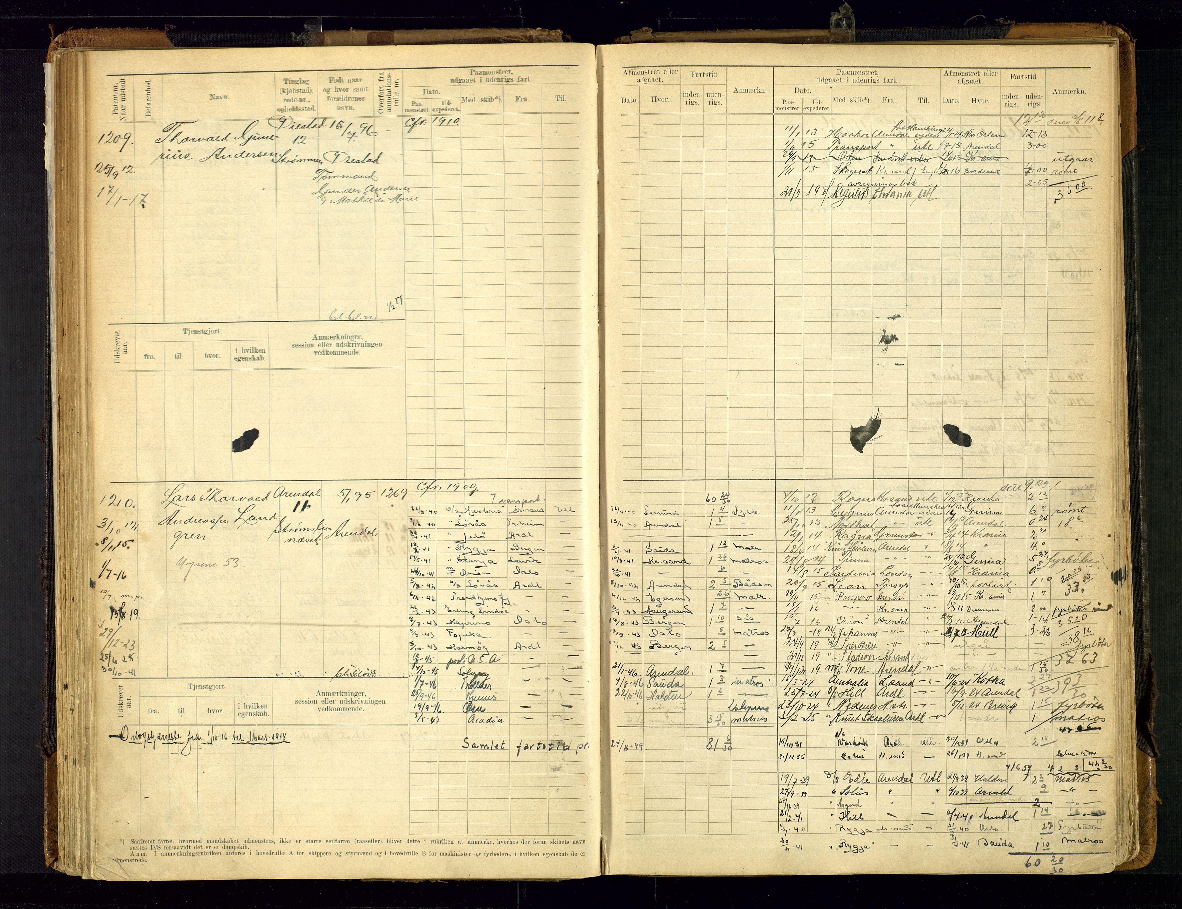 Arendal mønstringskrets, AV/SAK-2031-0012/F/Fb/L0021: Hovedrulle A nr 969-1465, S-19, 1910-1914, s. 125