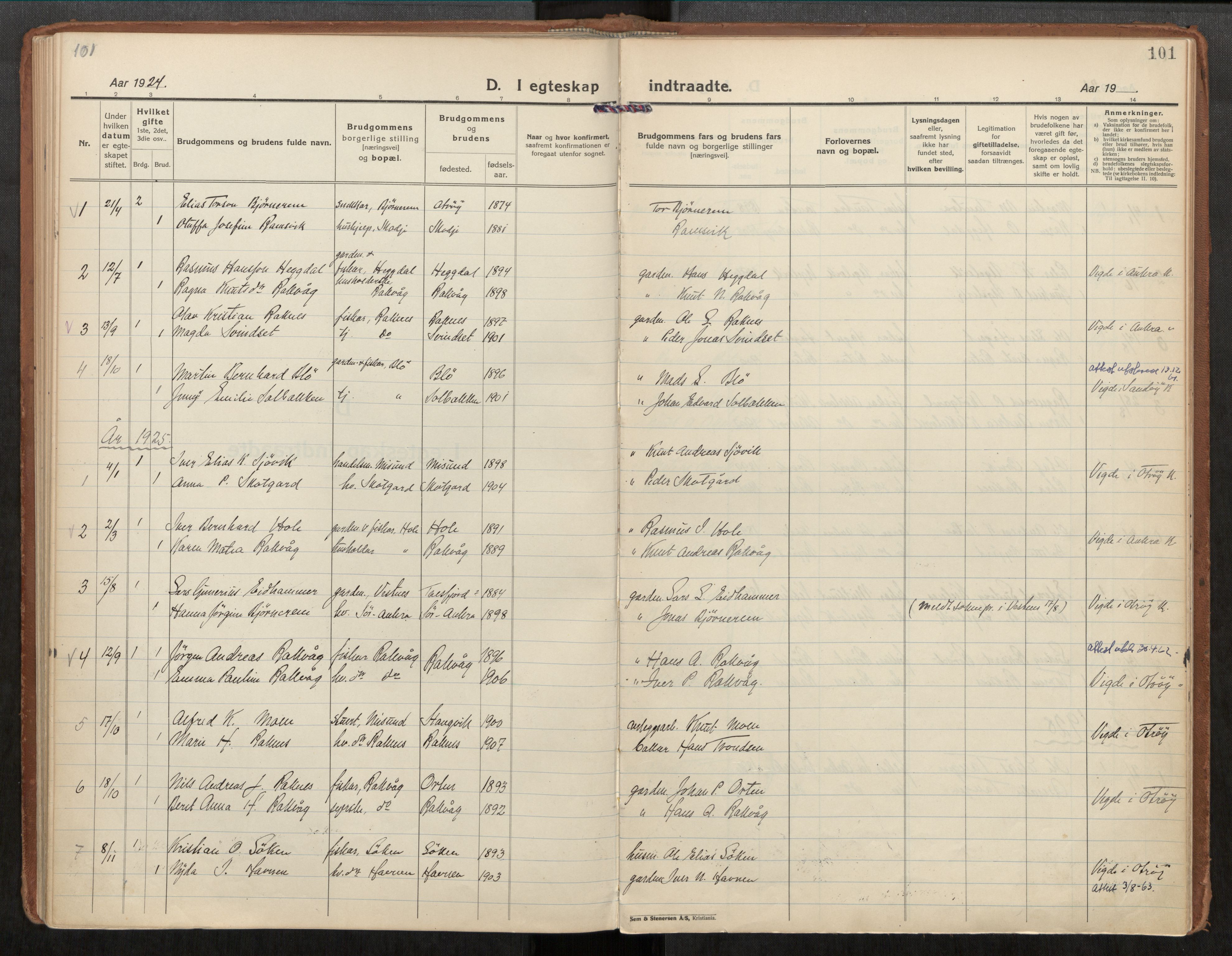 Ministerialprotokoller, klokkerbøker og fødselsregistre - Møre og Romsdal, SAT/A-1454/563/L0741: Ministerialbok nr. 563A03, 1924-1945, s. 101