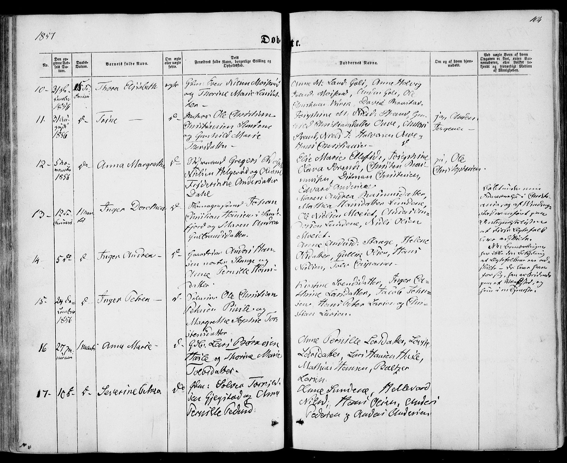 Sandar kirkebøker, AV/SAKO-A-243/F/Fa/L0007: Ministerialbok nr. 7, 1855-1861, s. 104