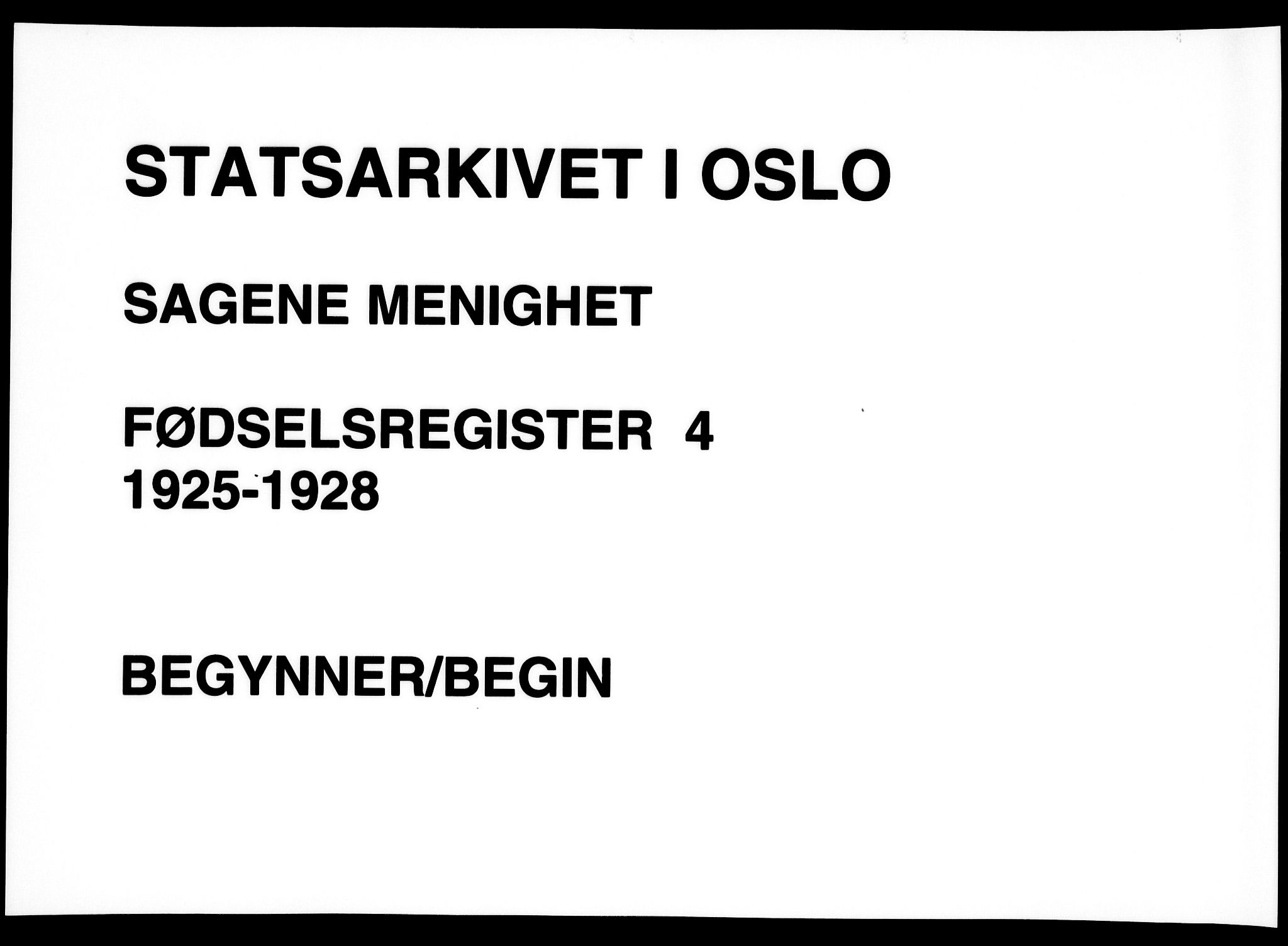 Sagene prestekontor Kirkebøker, AV/SAO-A-10796/J/L0004: Fødselsregister nr. 4, 1925-1928