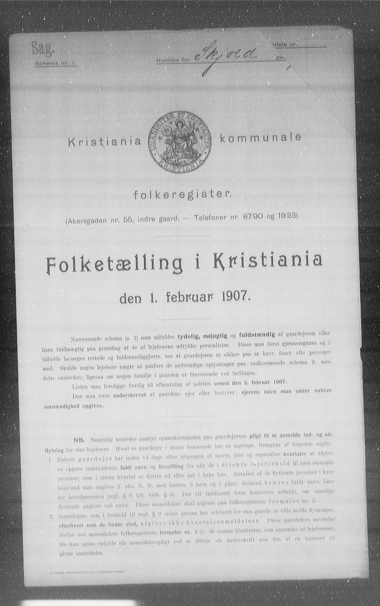 OBA, Kommunal folketelling 1.2.1907 for Kristiania kjøpstad, 1907, s. 49106