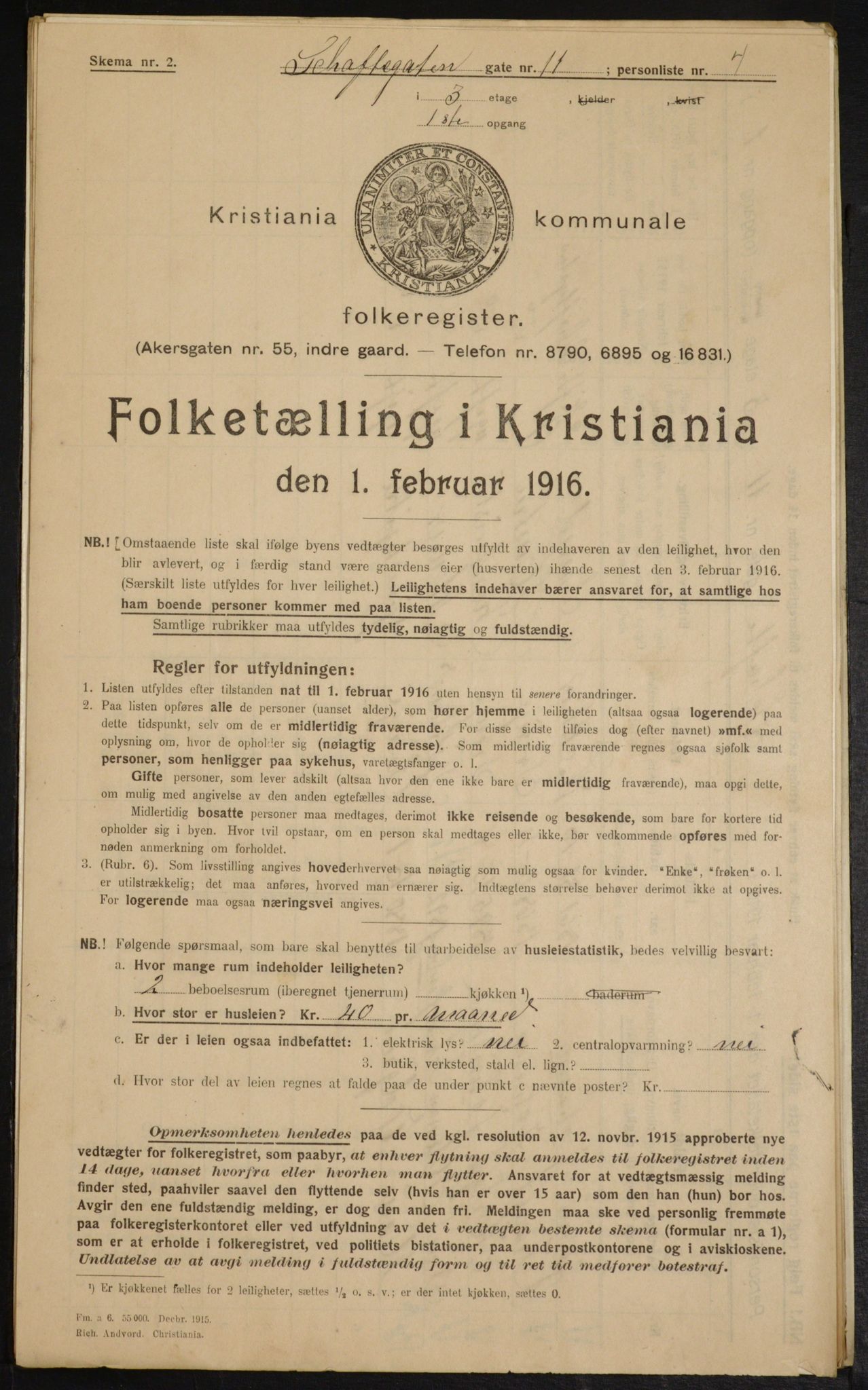 OBA, Kommunal folketelling 1.2.1916 for Kristiania, 1916, s. 91598