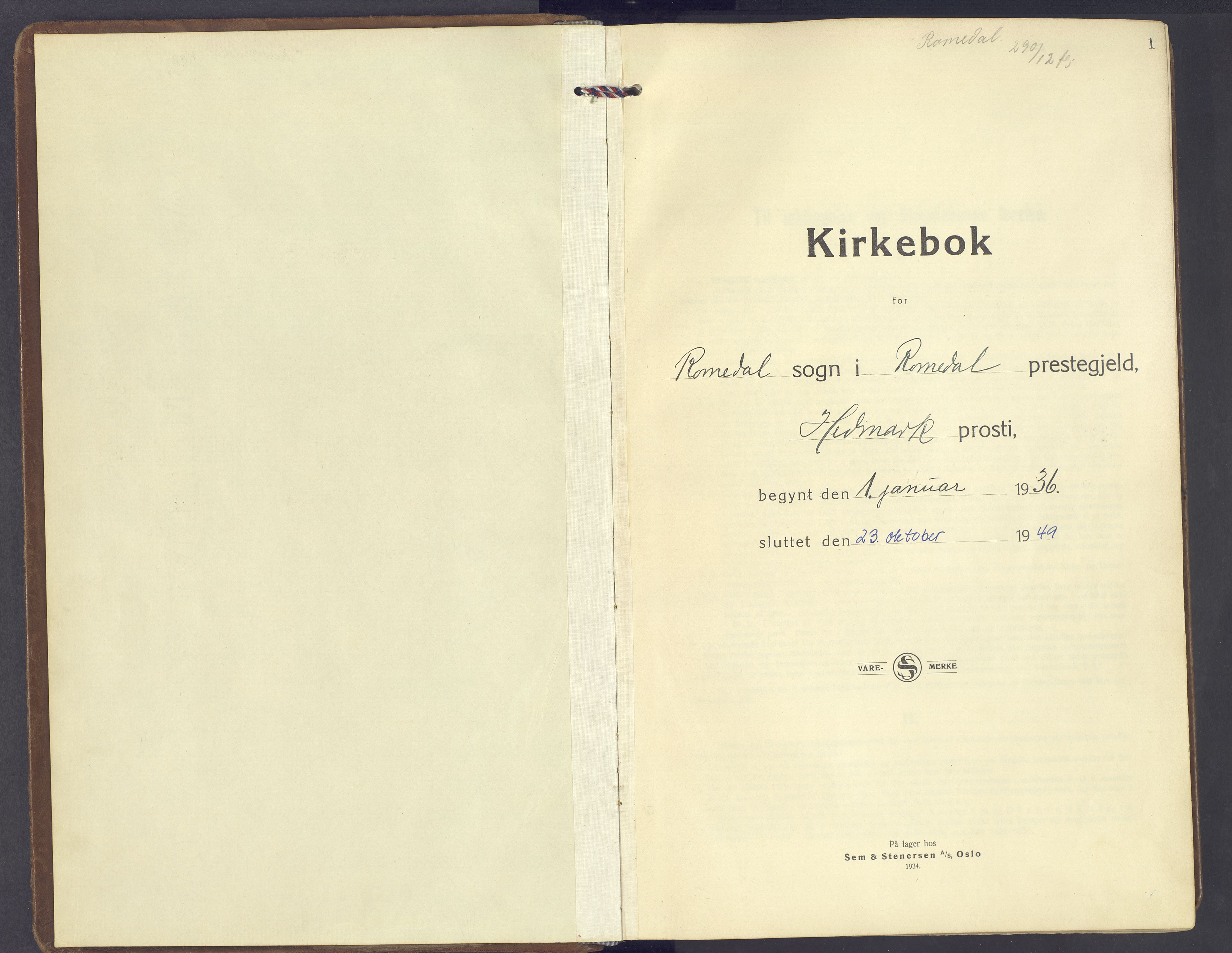 Romedal prestekontor, AV/SAH-PREST-004/K/L0014: Ministerialbok nr. 14, 1936-1949, s. 1