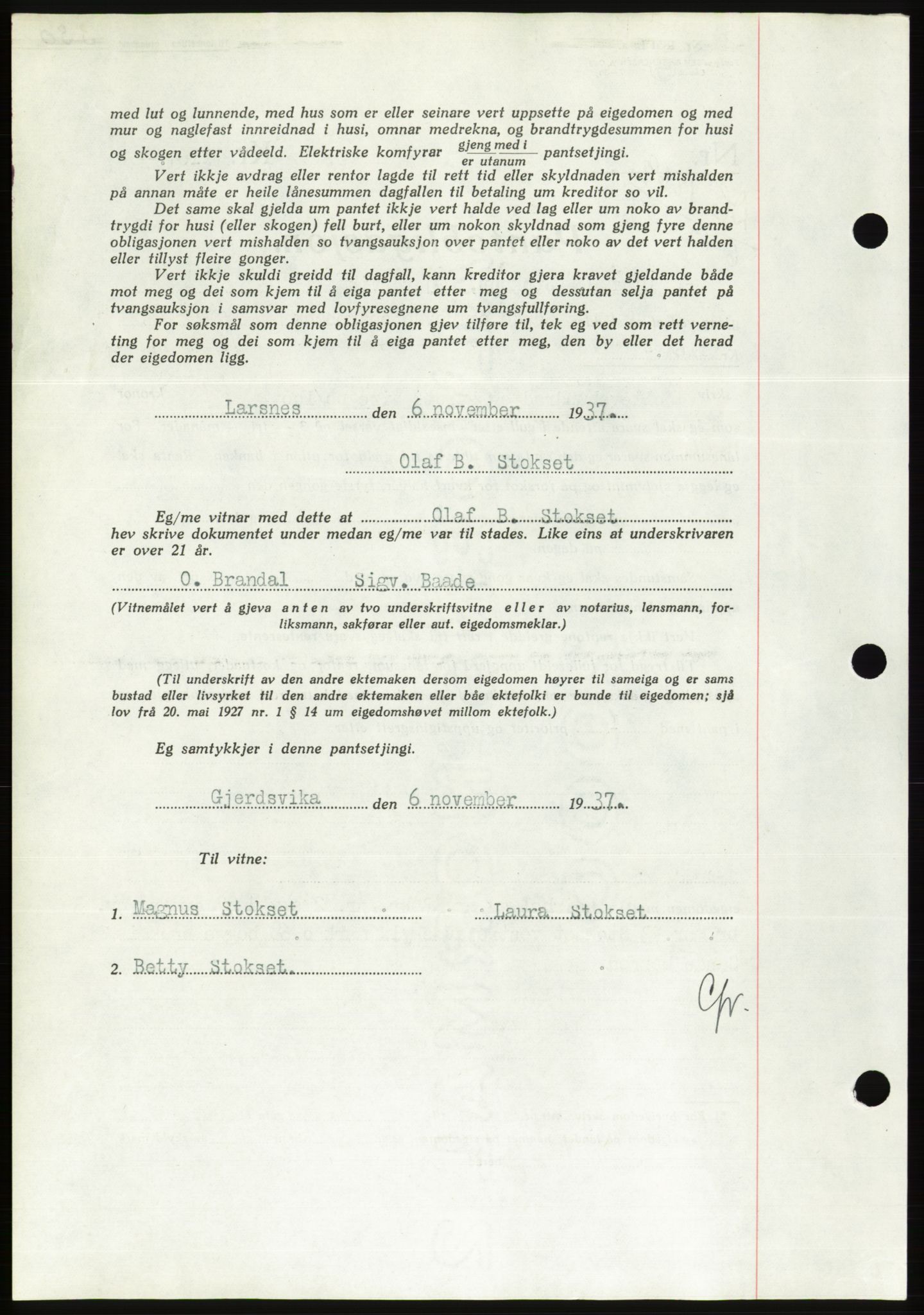 Søre Sunnmøre sorenskriveri, AV/SAT-A-4122/1/2/2C/L0064: Pantebok nr. 58, 1937-1938, Dagboknr: 1869/1937