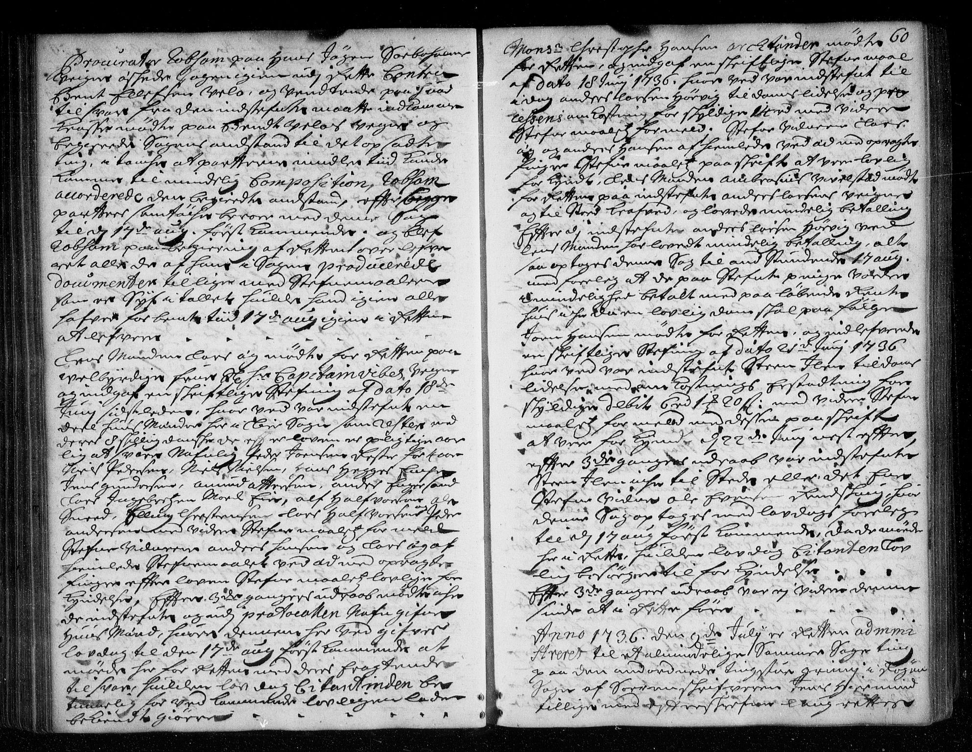 Lier, Røyken og Hurum sorenskriveri, SAKO/A-89/F/Fa/L0048: Tingbok, 1736-1738, s. 60