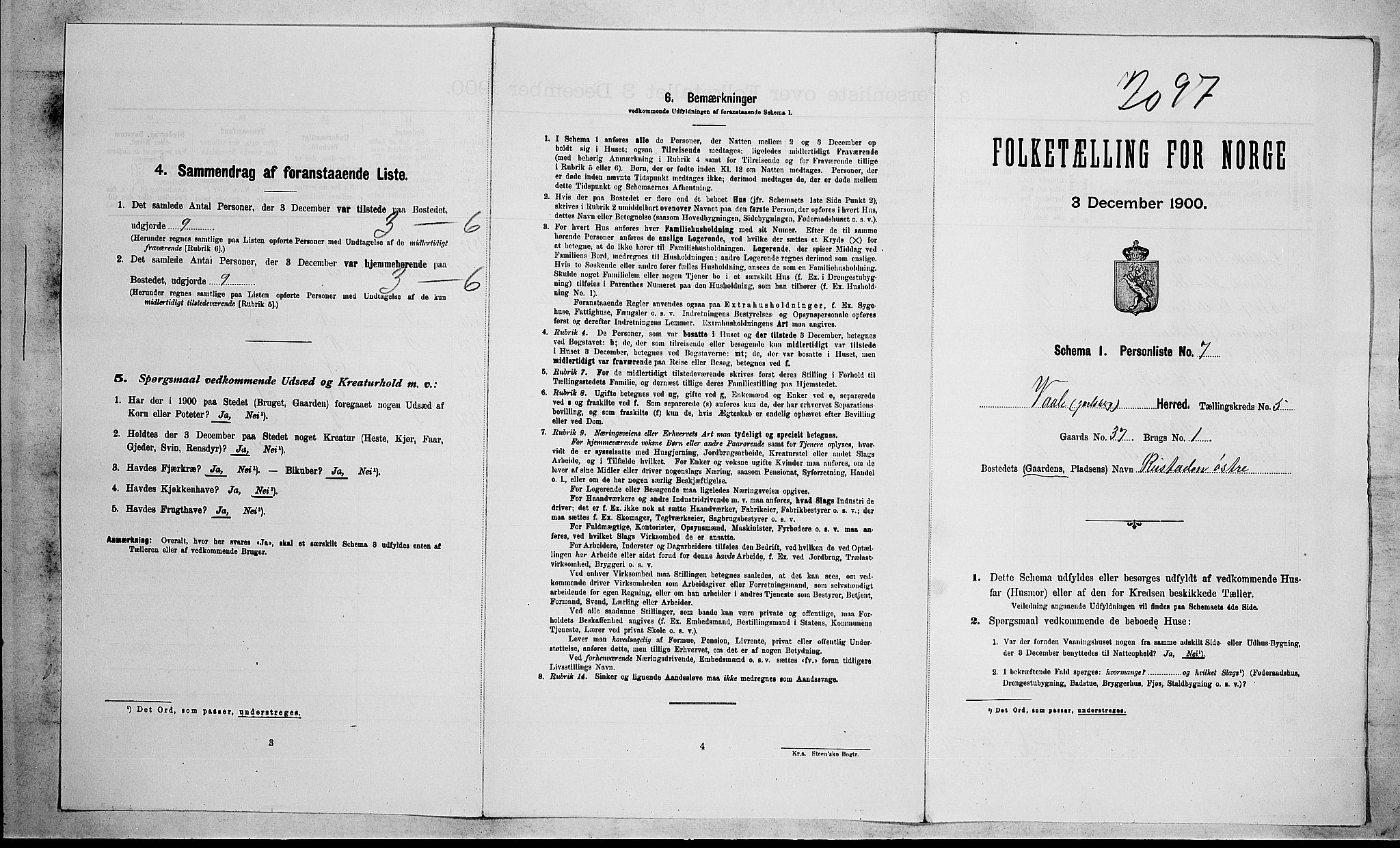 RA, Folketelling 1900 for 0716 Våle herred, 1900, s. 580