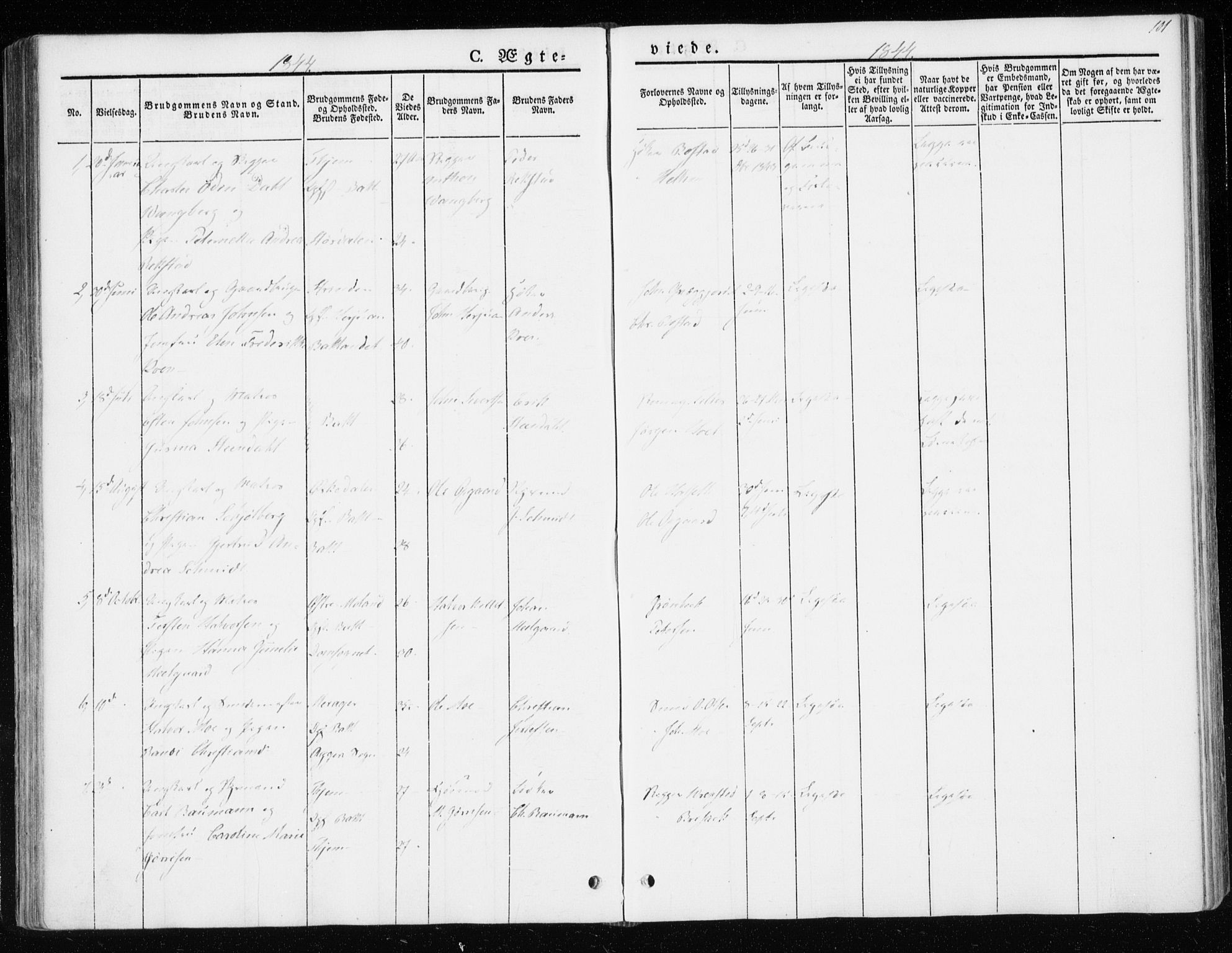 Ministerialprotokoller, klokkerbøker og fødselsregistre - Sør-Trøndelag, SAT/A-1456/604/L0183: Ministerialbok nr. 604A04, 1841-1850, s. 101