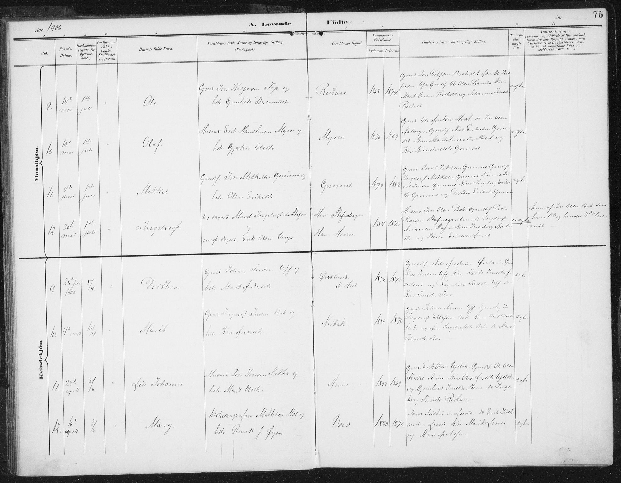 Ministerialprotokoller, klokkerbøker og fødselsregistre - Sør-Trøndelag, SAT/A-1456/674/L0872: Ministerialbok nr. 674A04, 1897-1907, s. 75
