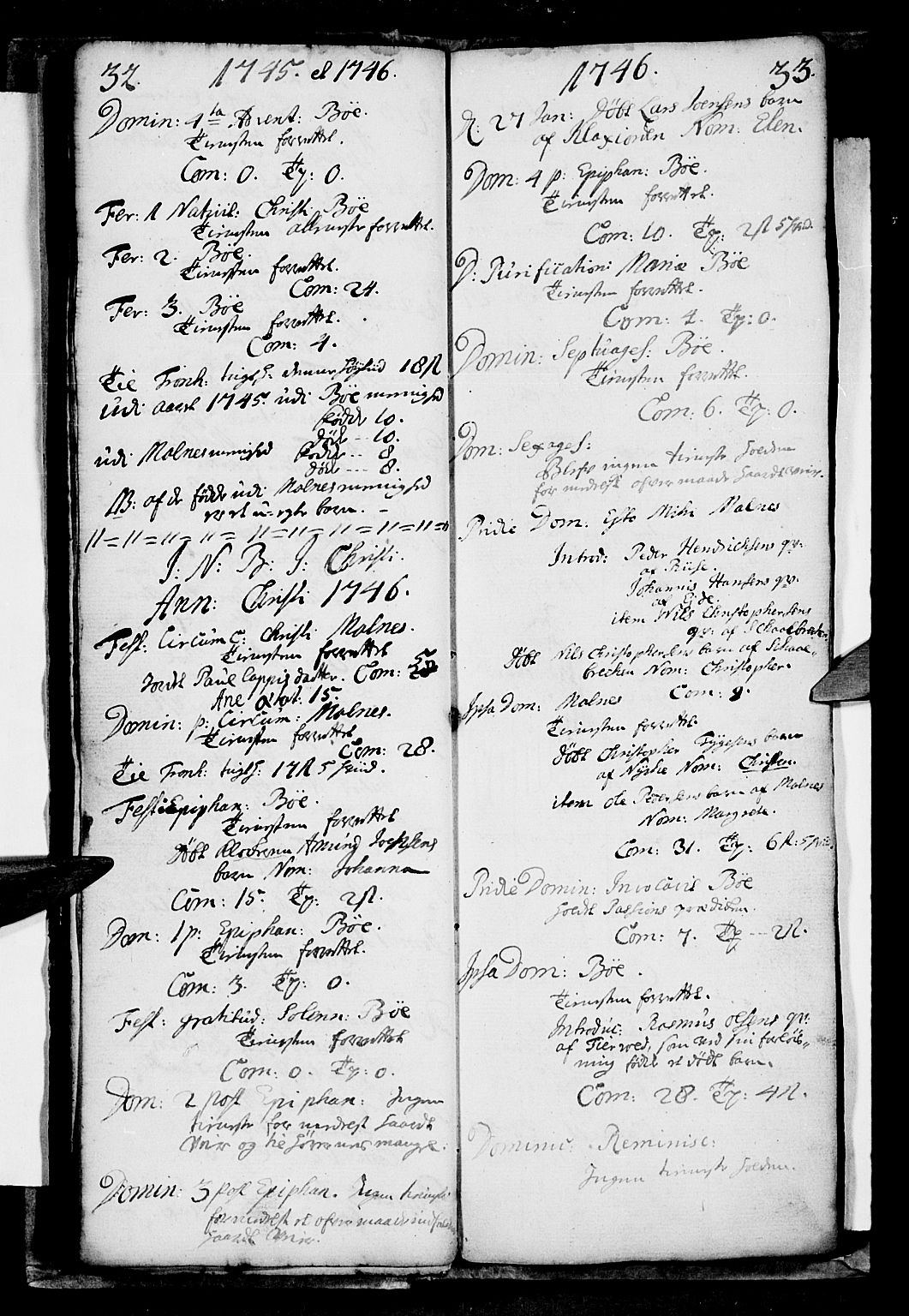 Ministerialprotokoller, klokkerbøker og fødselsregistre - Nordland, AV/SAT-A-1459/891/L1296: Ministerialbok nr. 891A01, 1741-1784, s. 32-33
