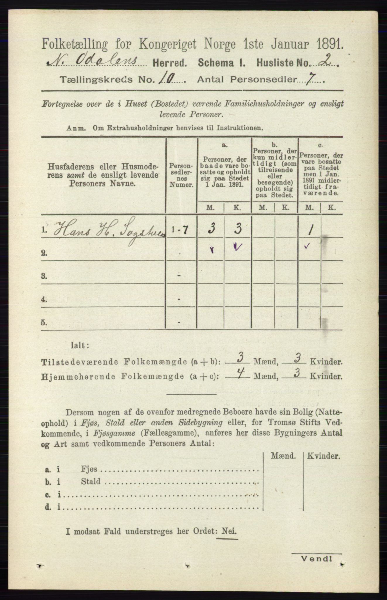 RA, Folketelling 1891 for 0418 Nord-Odal herred, 1891, s. 4437