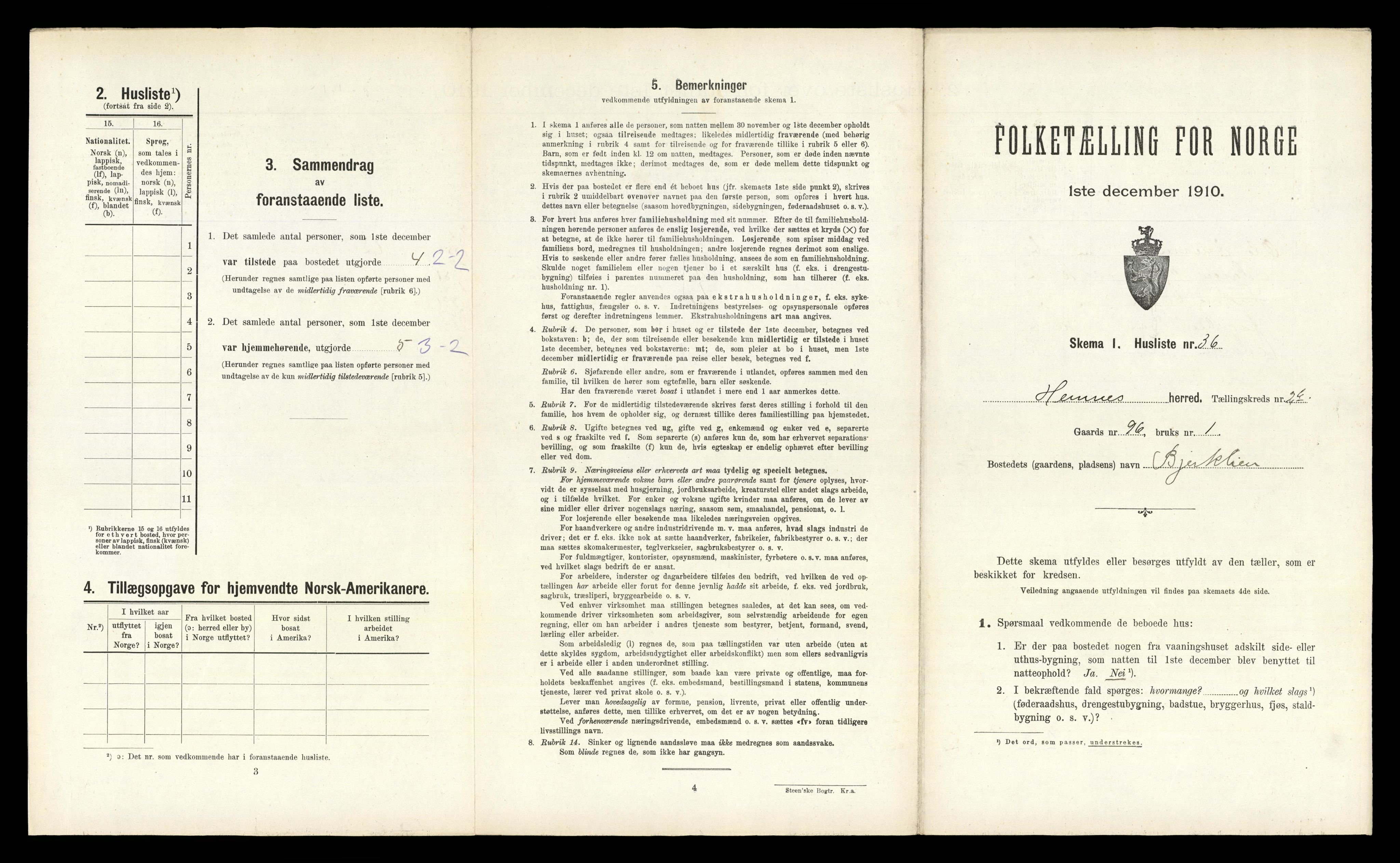 RA, Folketelling 1910 for 1832 Hemnes herred, 1910, s. 866