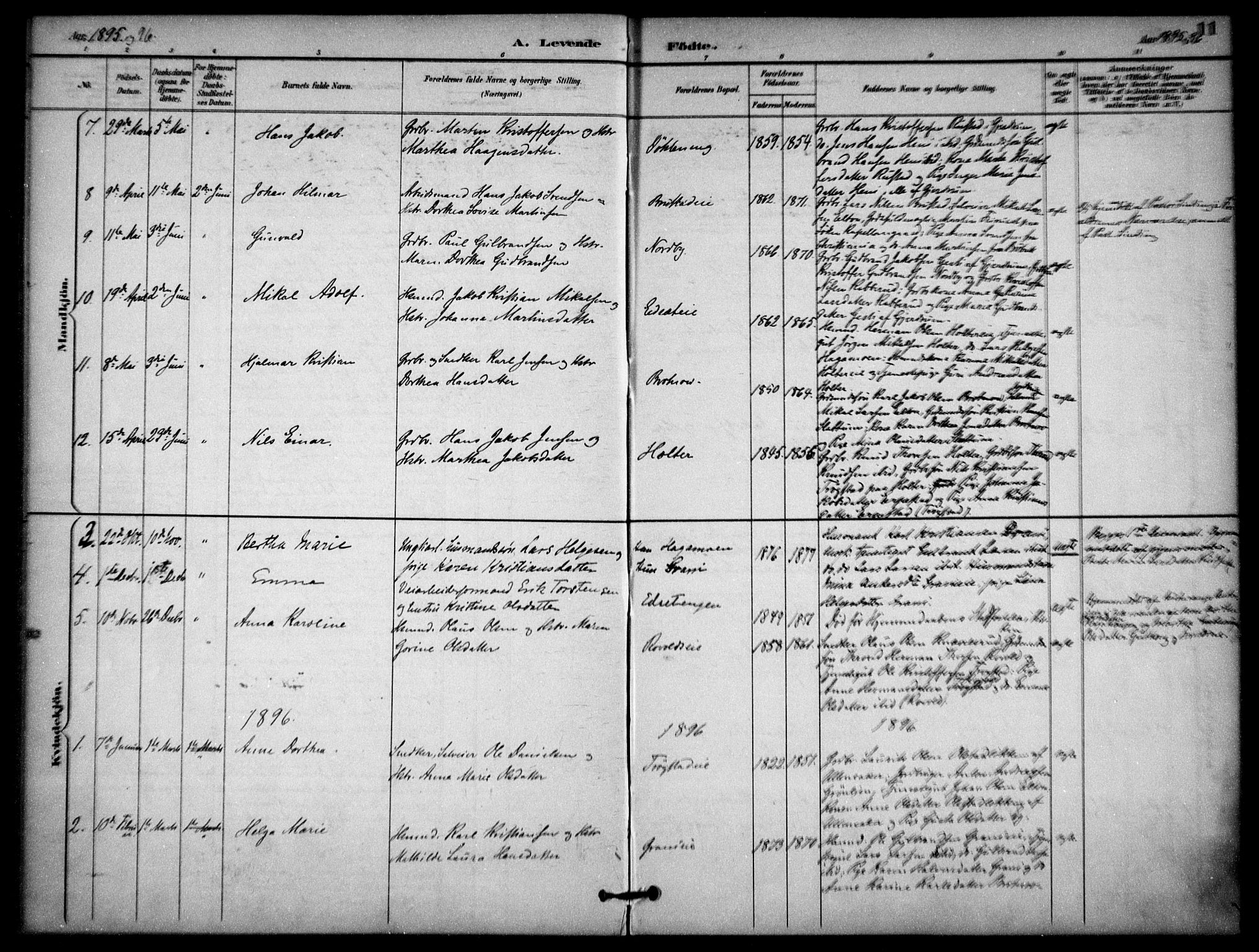 Nannestad prestekontor Kirkebøker, AV/SAO-A-10414a/F/Fb/L0002: Ministerialbok nr. II 2, 1891-1909, s. 11