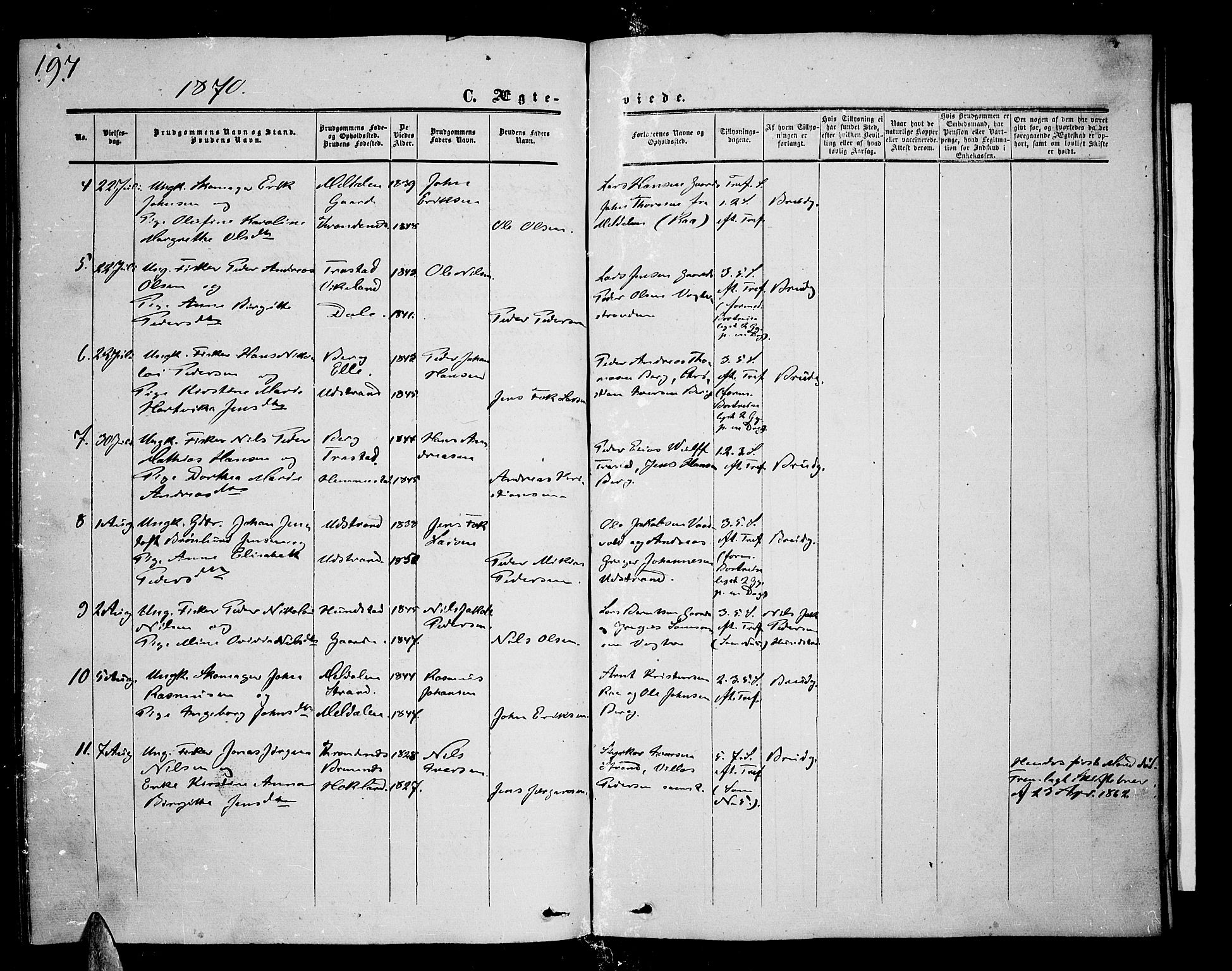 Kvæfjord sokneprestkontor, AV/SATØ-S-1323/G/Ga/Gab/L0003klokker: Klokkerbok nr. 3, 1856-1870, s. 197