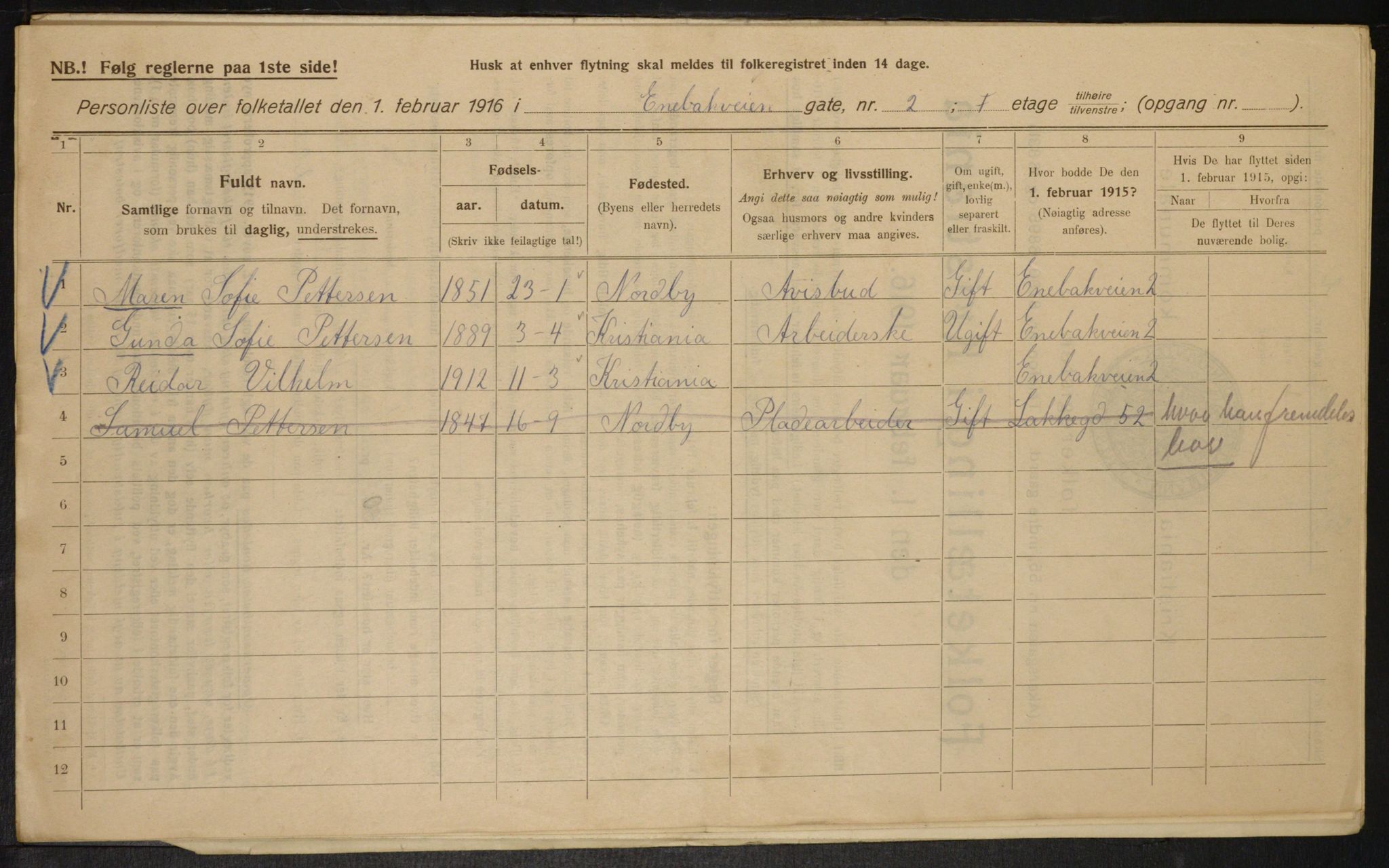 OBA, Kommunal folketelling 1.2.1916 for Kristiania, 1916, s. 21363