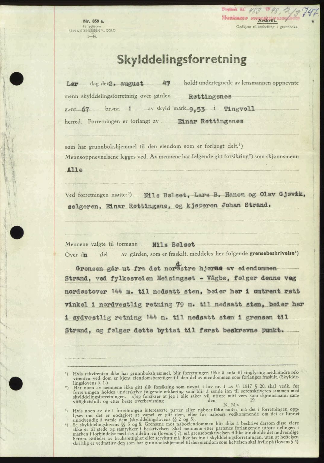 Nordmøre sorenskriveri, SAT/A-4132/1/2/2Ca: Pantebok nr. A107, 1947-1948, Dagboknr: 483/1948