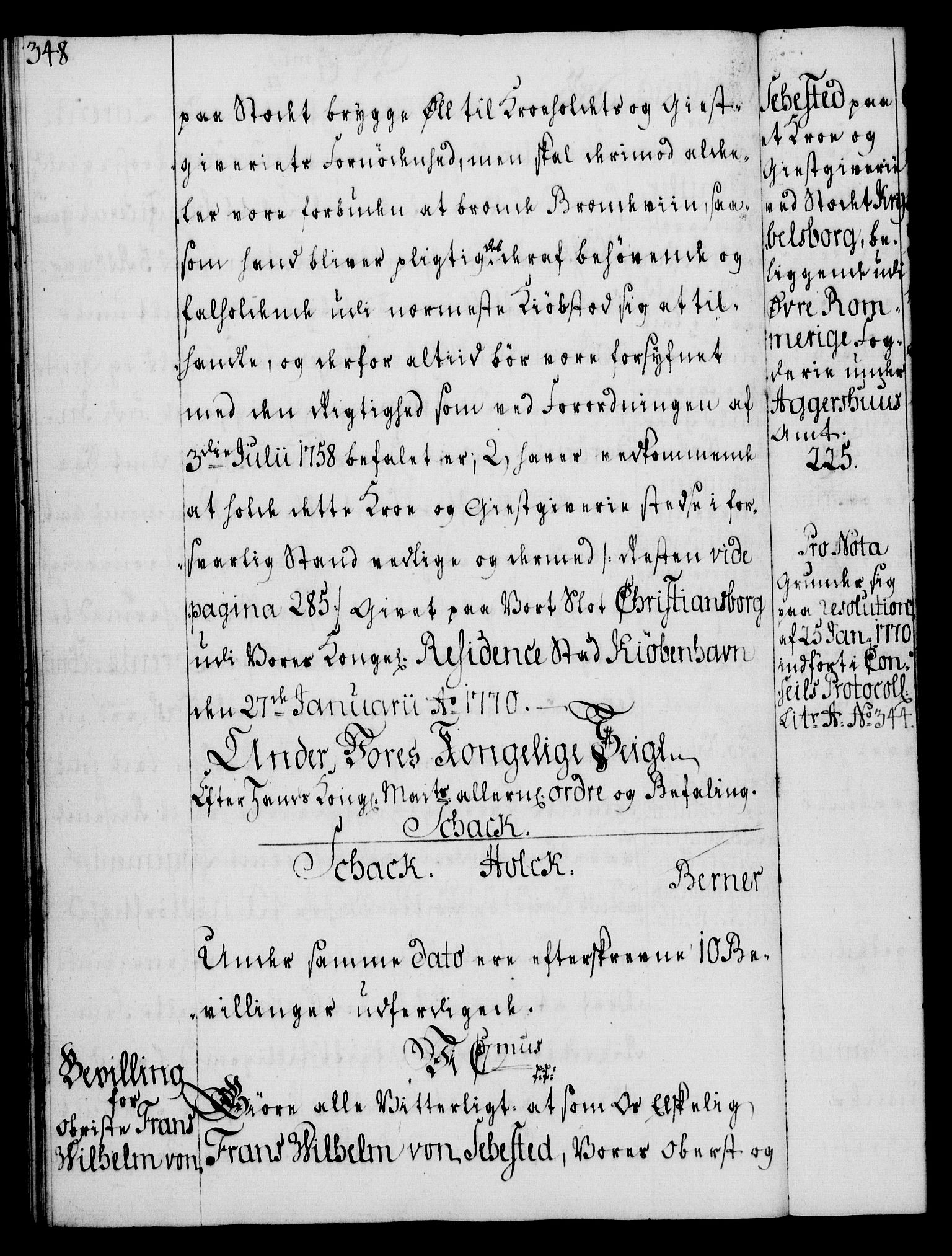 Rentekammeret, Kammerkanselliet, AV/RA-EA-3111/G/Gg/Gga/L0008: Norsk ekspedisjonsprotokoll med register (merket RK 53.8), 1768-1771, s. 348