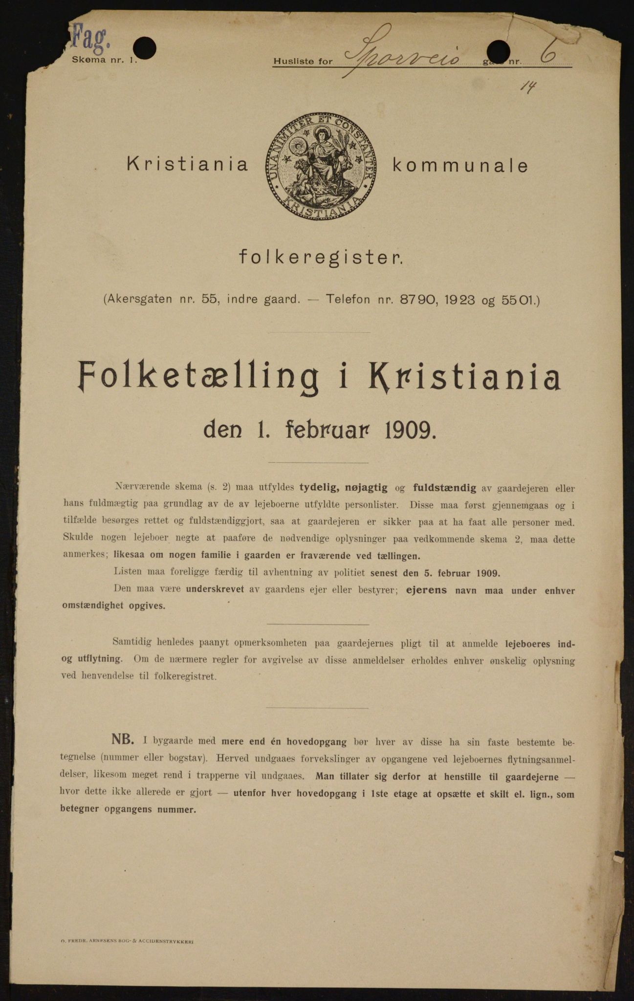 OBA, Kommunal folketelling 1.2.1909 for Kristiania kjøpstad, 1909, s. 90996